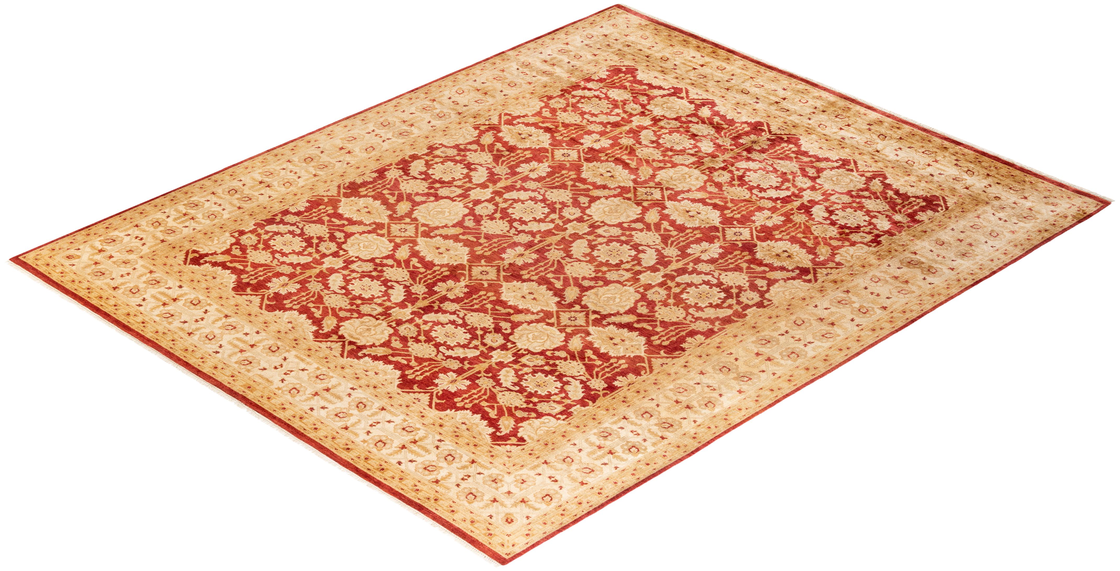 Handgeknüpfter, orientalischer, eklektischer orangefarbener Teppich, Unikat im Angebot 2