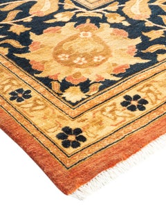 One-of-a-Kind Hand Knotted Oriental Eclectic Orange Area Rug