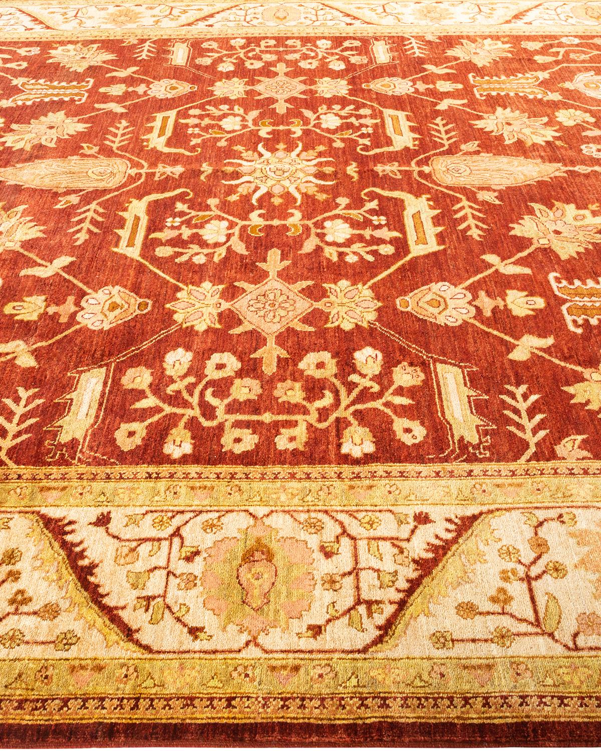 One-Of-A-Kind Hand Knotted Oriental Eclectic Orange Area Rug In New Condition For Sale In Norwalk, CT