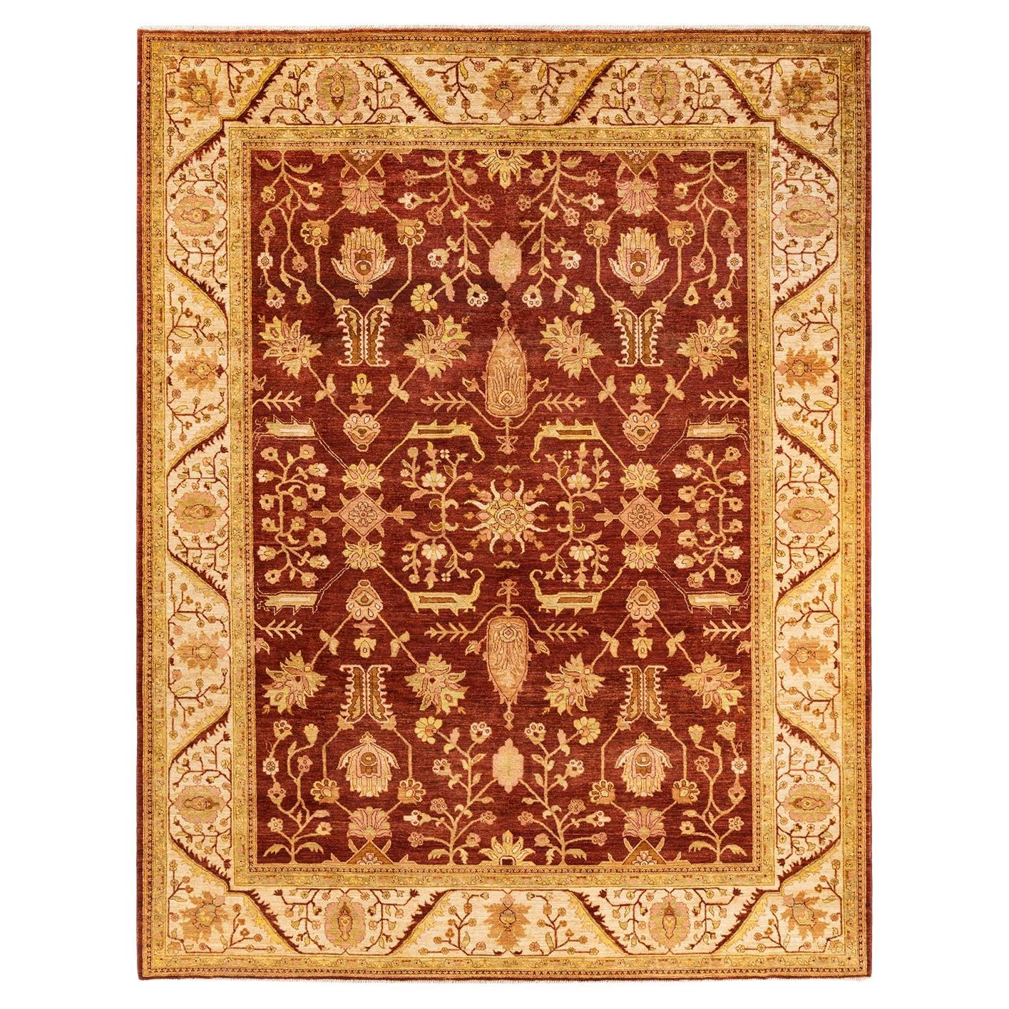 One-Of-A-Kind Hand Knotted Oriental Eclectic Orange Area Rug