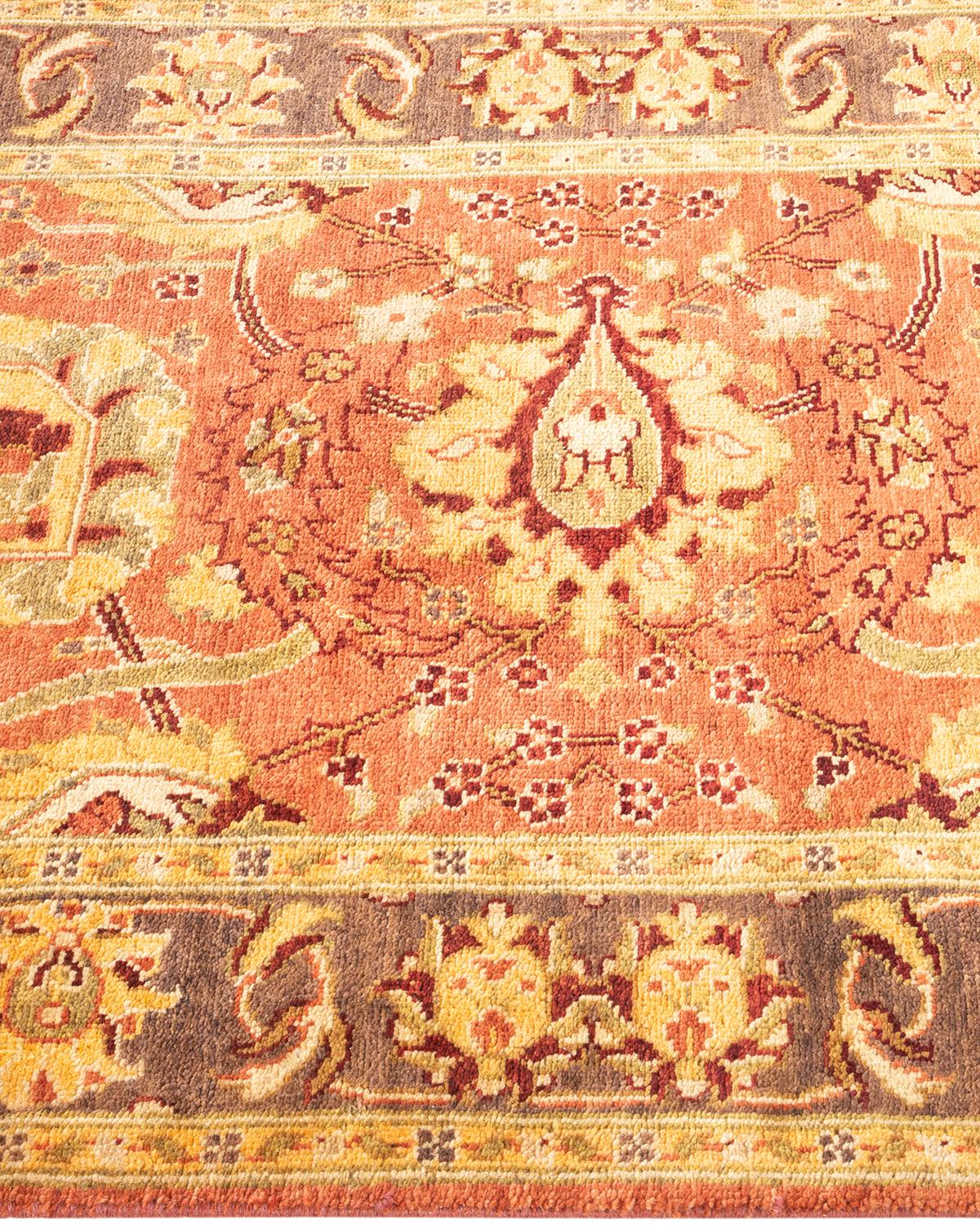 One-of-a-Kind Hand Knotted Oriental Eclectic Pink Area Rug  In New Condition For Sale In Norwalk, CT