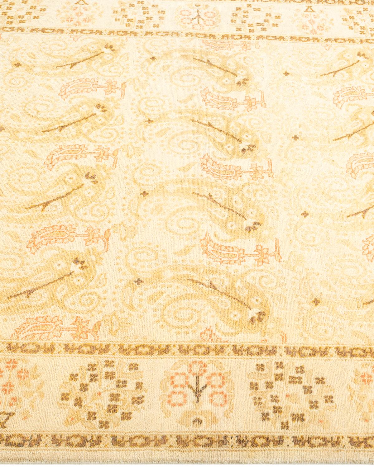 Tapis rose oriental éclectique noué à la main, unique en son genre Neuf - En vente à Norwalk, CT