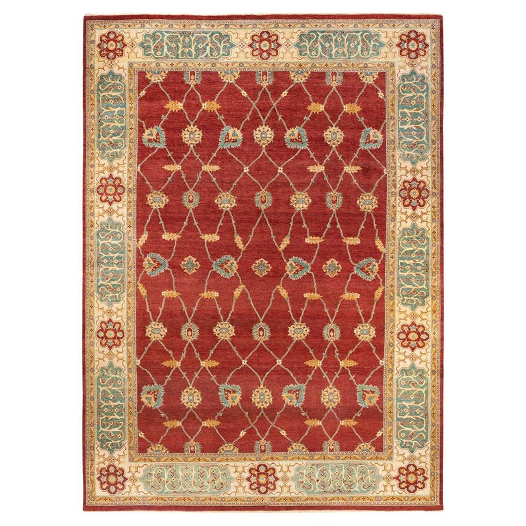 Eclectic Rug Red One-Of-A-Kind Hand Knotted Oriental Eclectic Red Area Rug For Sale at ...