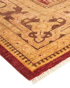 Handgeknüpfter, orientalischer, eklektischer roter Teppich, Unikat