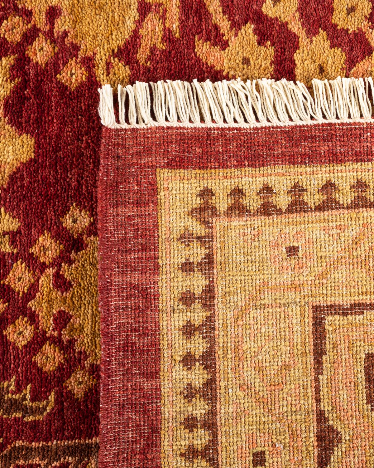 Alfombra oriental ecléctica roja anudada a mano única en su género Siglo XXI y contemporáneo en venta