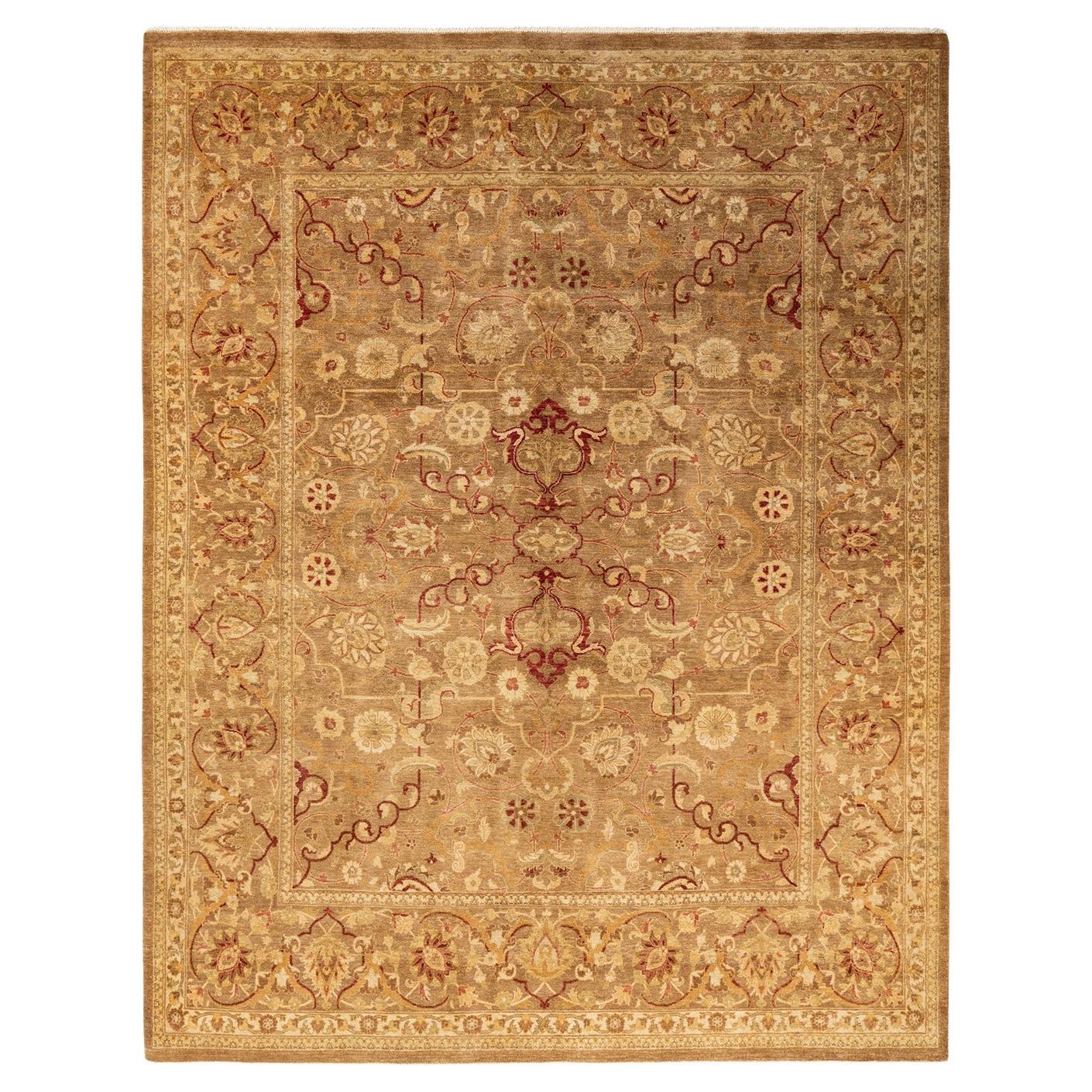 One-of-a-kind Hand Knotted Oriental Eclectic Yellow Area Rug