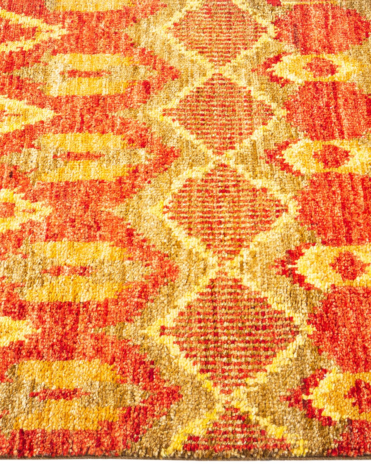 One-of-a-Kind Hand Knotted Oriental Modern Green Area Rug In New Condition For Sale In Norwalk, CT