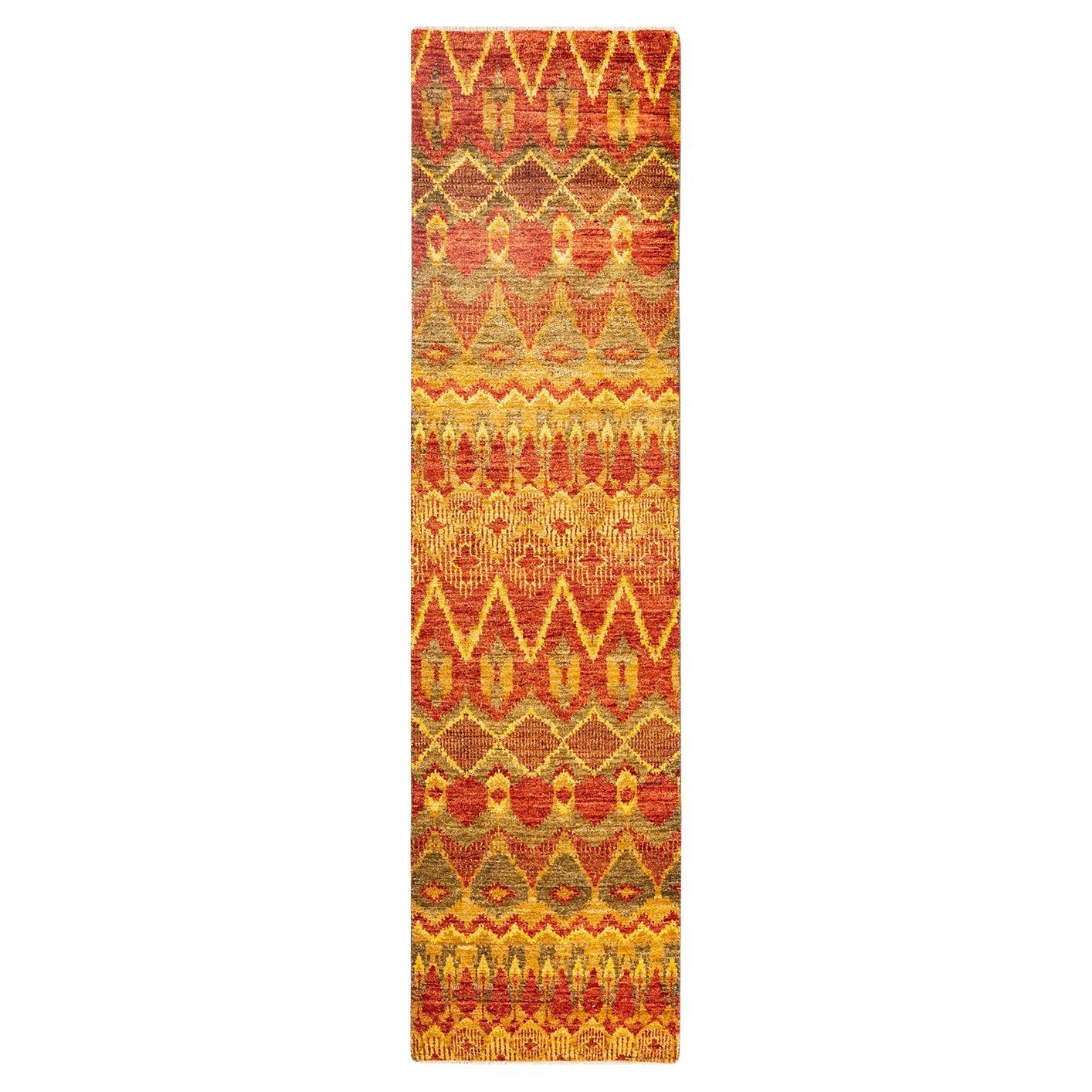 One-of-a-Kind Hand Knotted Oriental Modern Green Area Rug For Sale