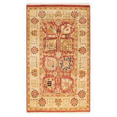 One-of-a-kind Hand Knotted Oriental Modern Orange Area Rug