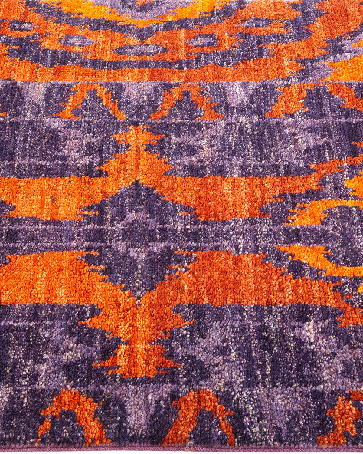 Tapis violet oriental moderne unique noué à la main, unique en son genre Neuf - En vente à Norwalk, CT