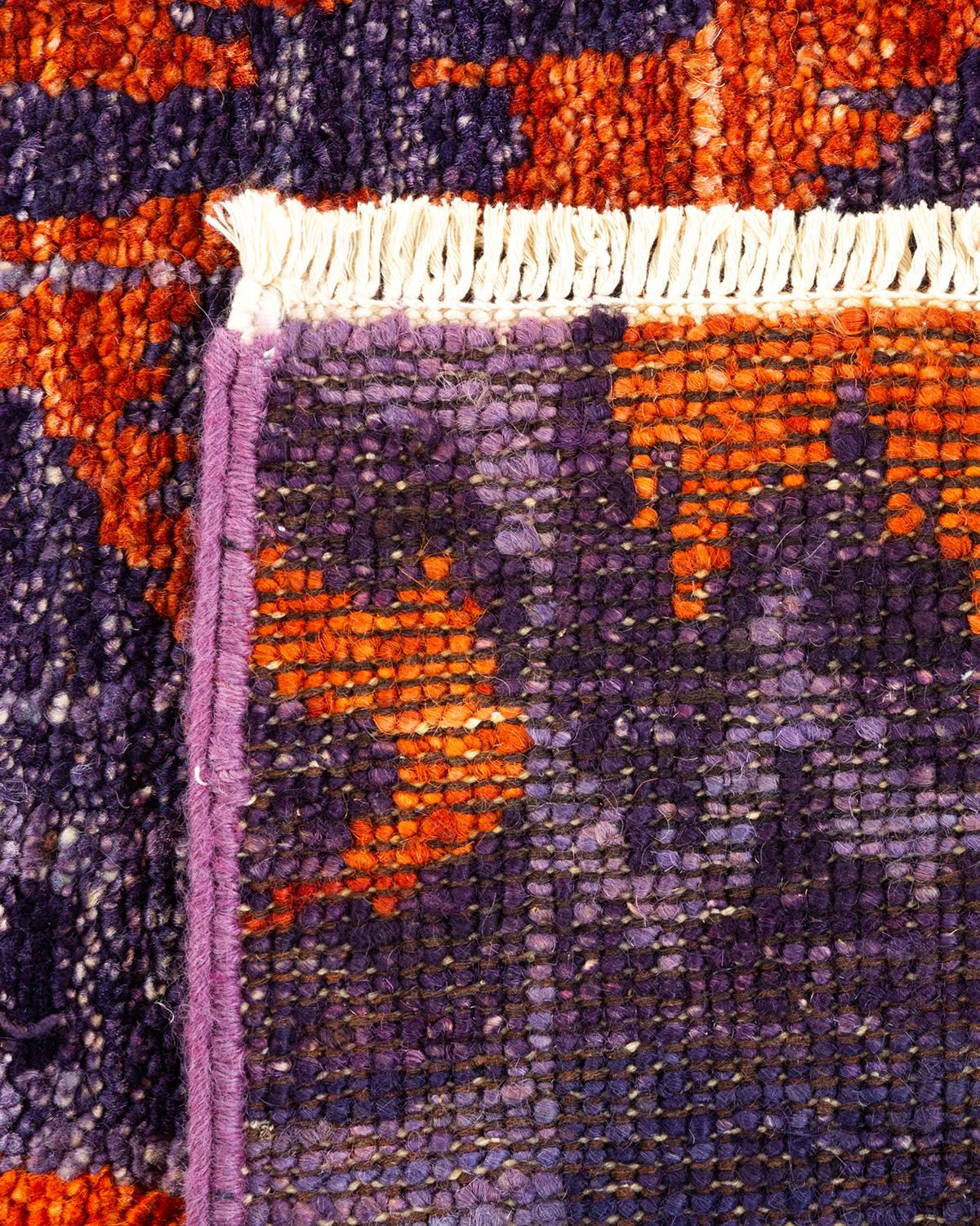 XXIe siècle et contemporain Tapis violet oriental moderne unique noué à la main, unique en son genre en vente