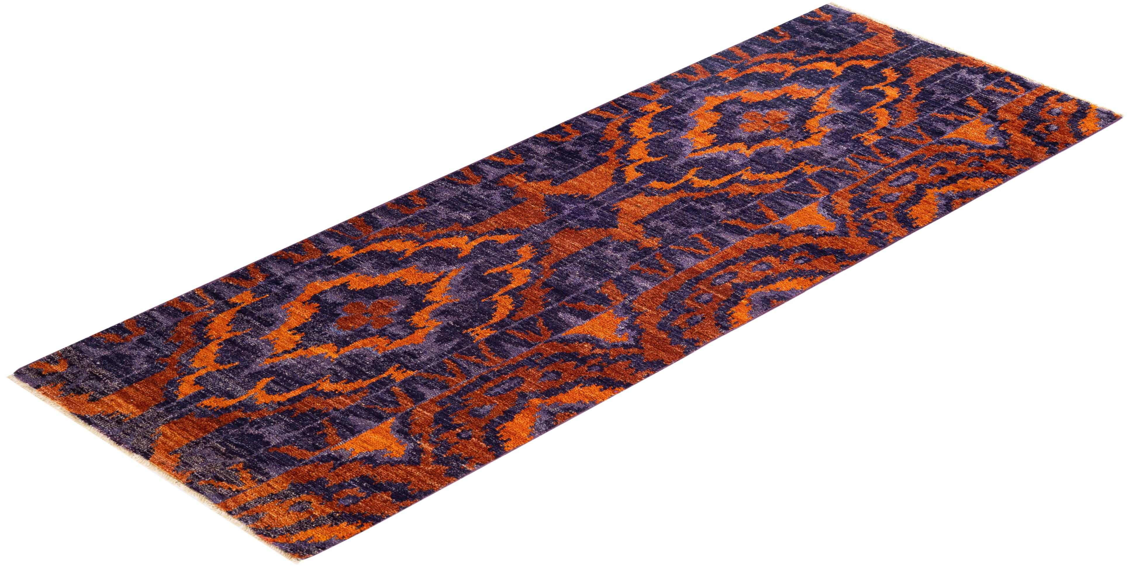 Tapis violet oriental moderne unique noué à la main, unique en son genre en vente 2