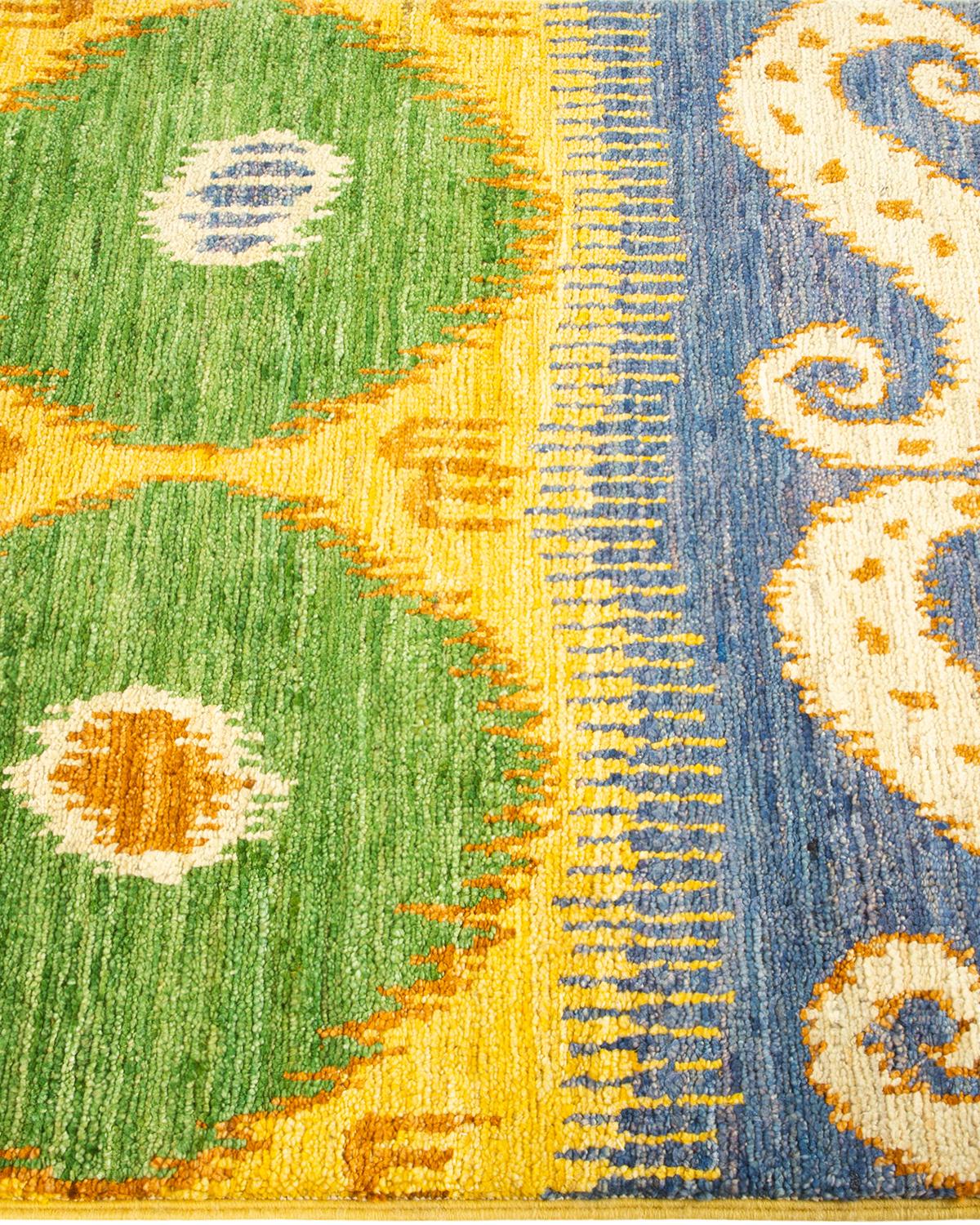 One-Of-A-Kind Hand Knotted Oriental Modern Yellow Area Rug 3' 0