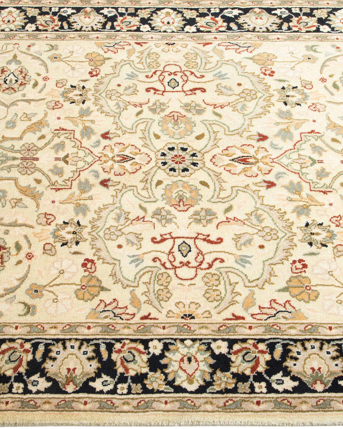 One-Of-A-Kind Hand Knotted Oriental Mogul Beige Area Rug In New Condition For Sale In Norwalk, CT