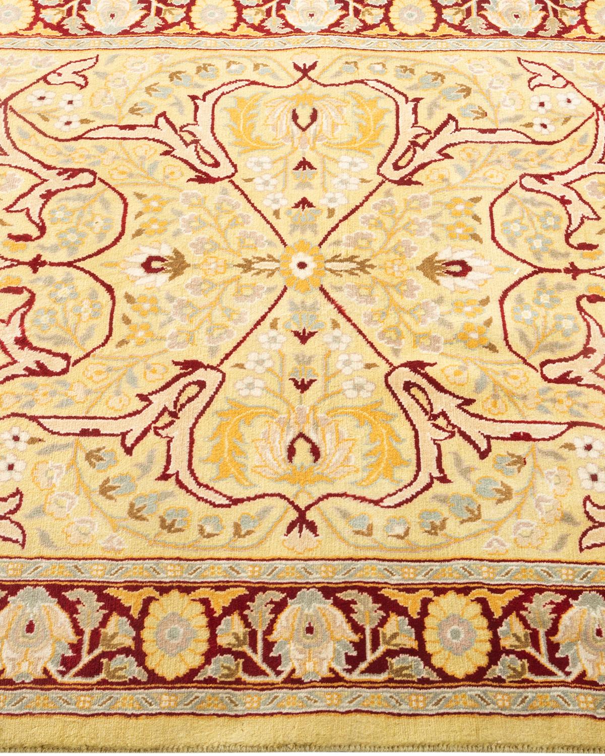One-of-a-kind Hand Knotted Oriental Mogul Beige Area Rug In New Condition For Sale In Norwalk, CT