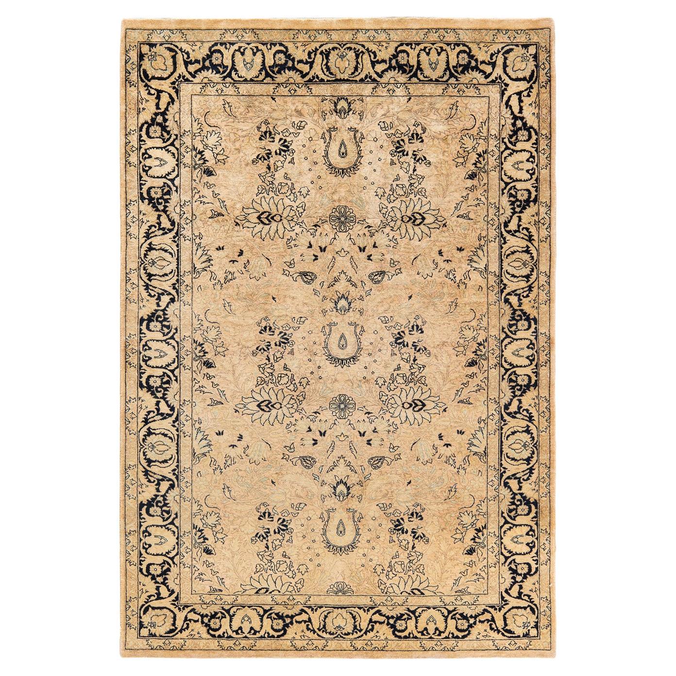One-of-a-Kind Hand Knotted Oriental Mogul Beige Area Rug