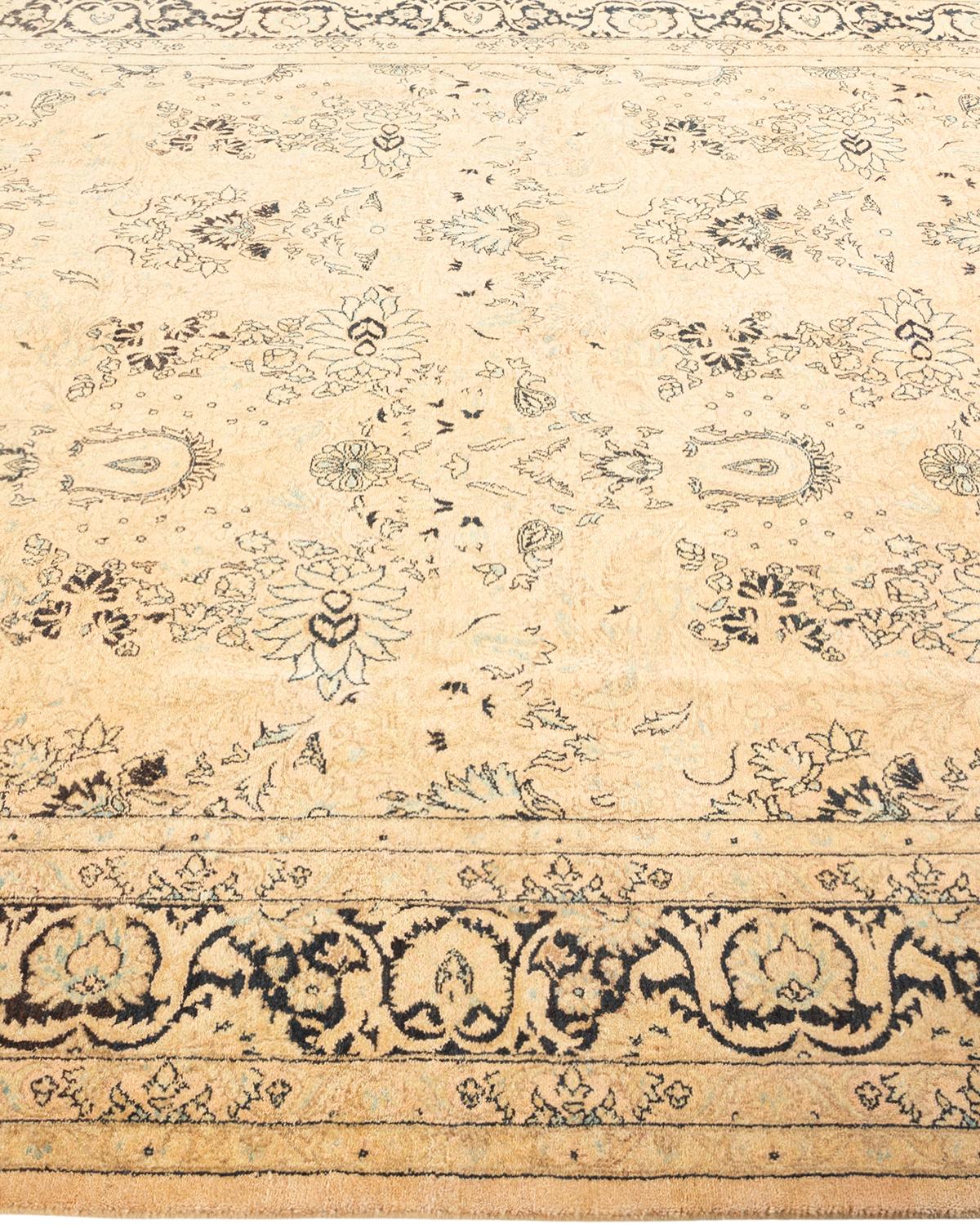 One-Of-A-Kind Hand Knotted Oriental Mogul Beige Area Rug In New Condition For Sale In Norwalk, CT
