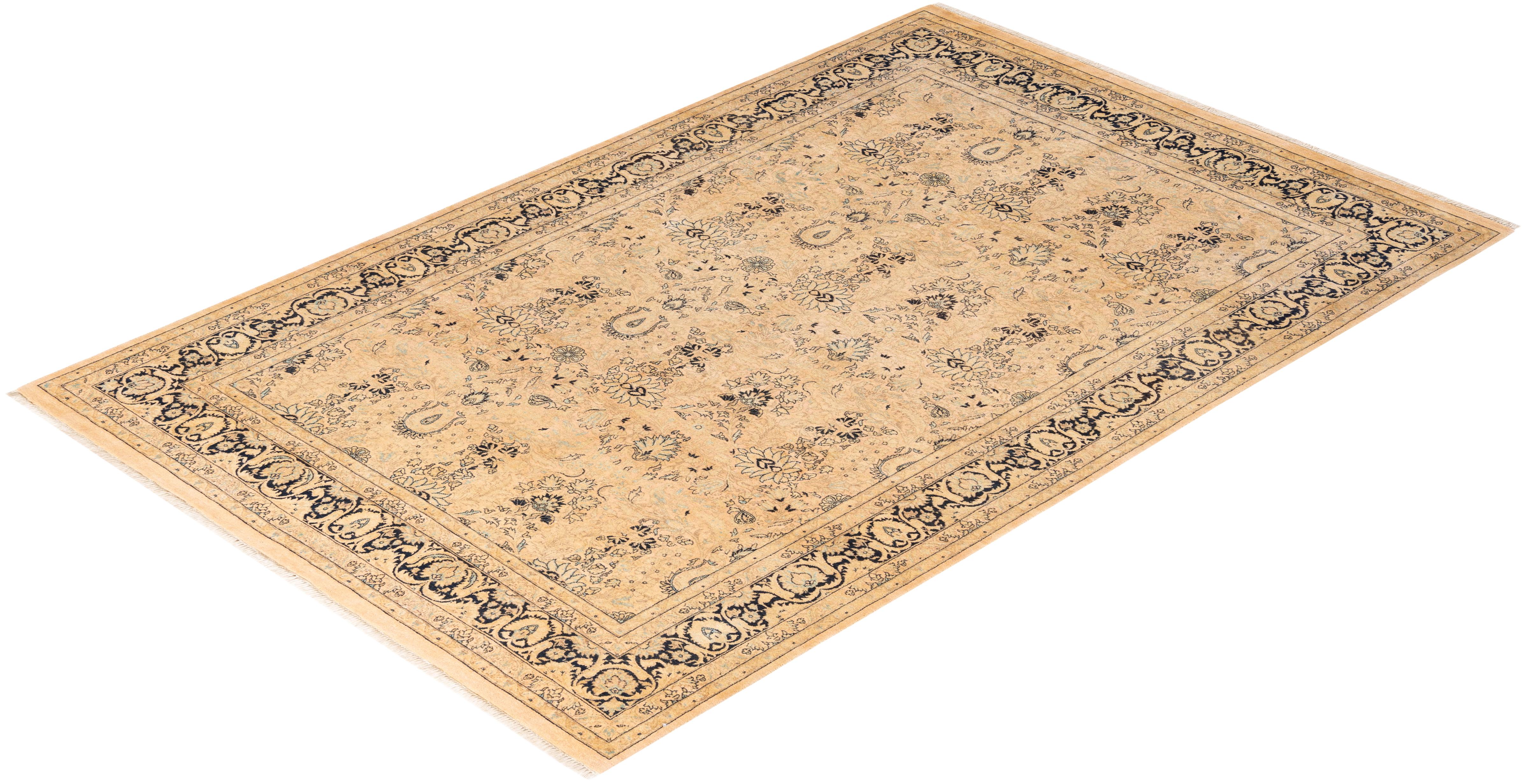 One-Of-A-Kind Hand Knotted Oriental Mogul Beige Area Rug For Sale 2