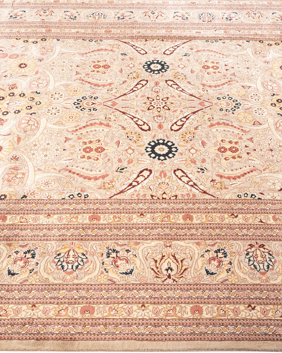 Alfombra oriental única Mogul beige anudada a mano en Nuevo estado para la venta en Norwalk, CT