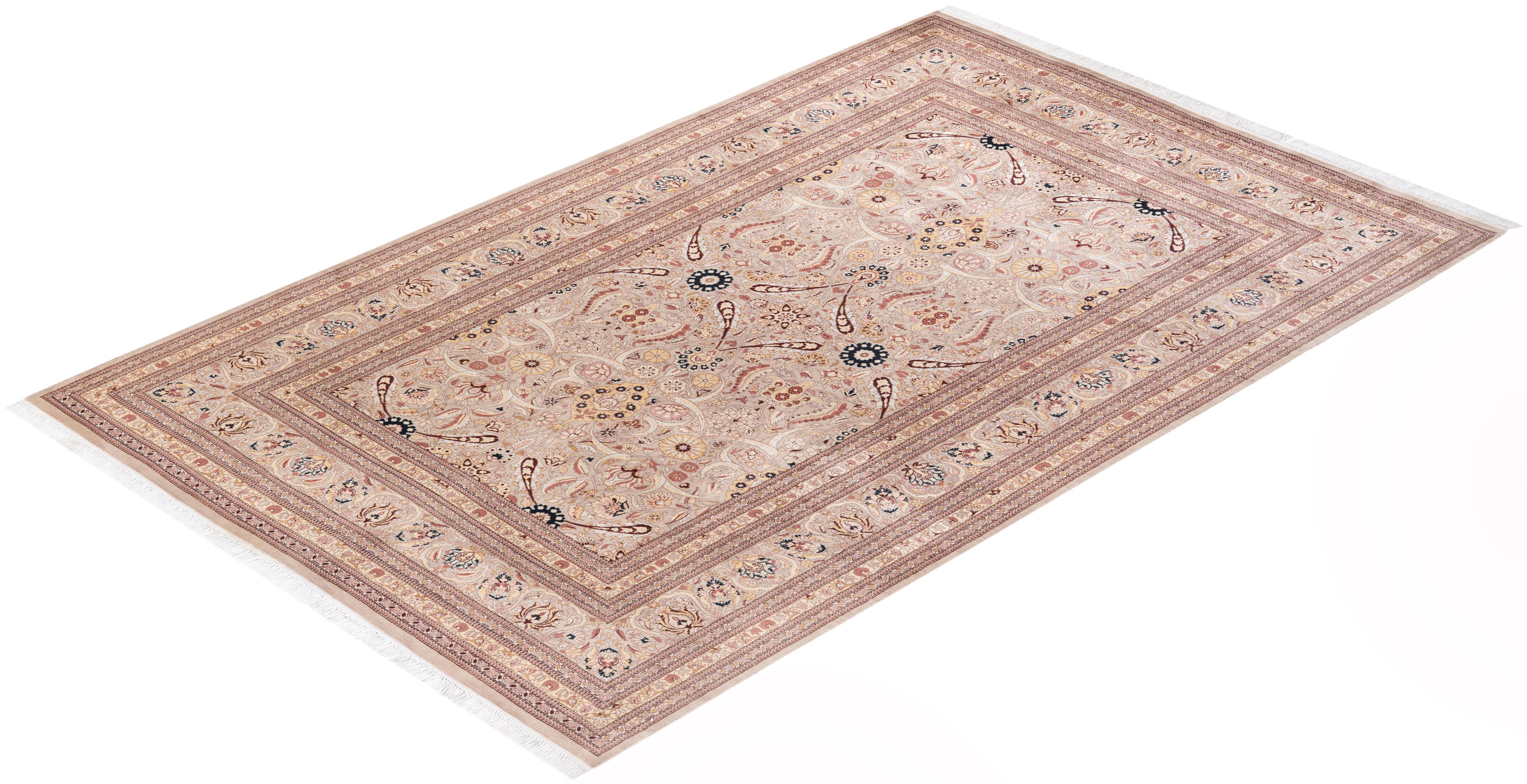 Alfombra oriental única Mogul beige anudada a mano en venta 2