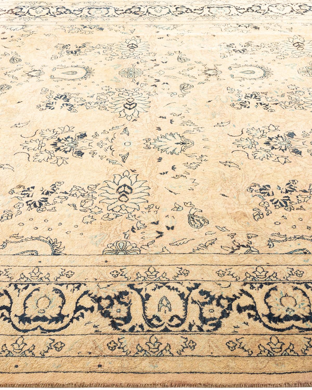 One-of-a-kind Hand Knotted Oriental Mogul Beige Area Rug In New Condition For Sale In Norwalk, CT