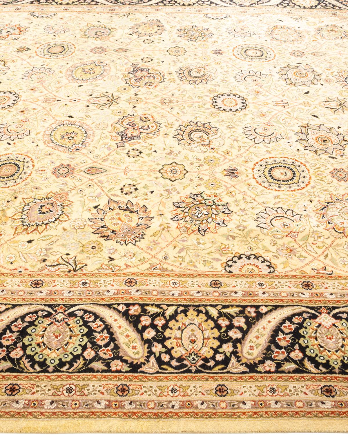 One-of-a-Kind Hand Knotted Oriental Mogul Beige Area Rug In New Condition For Sale In Norwalk, CT
