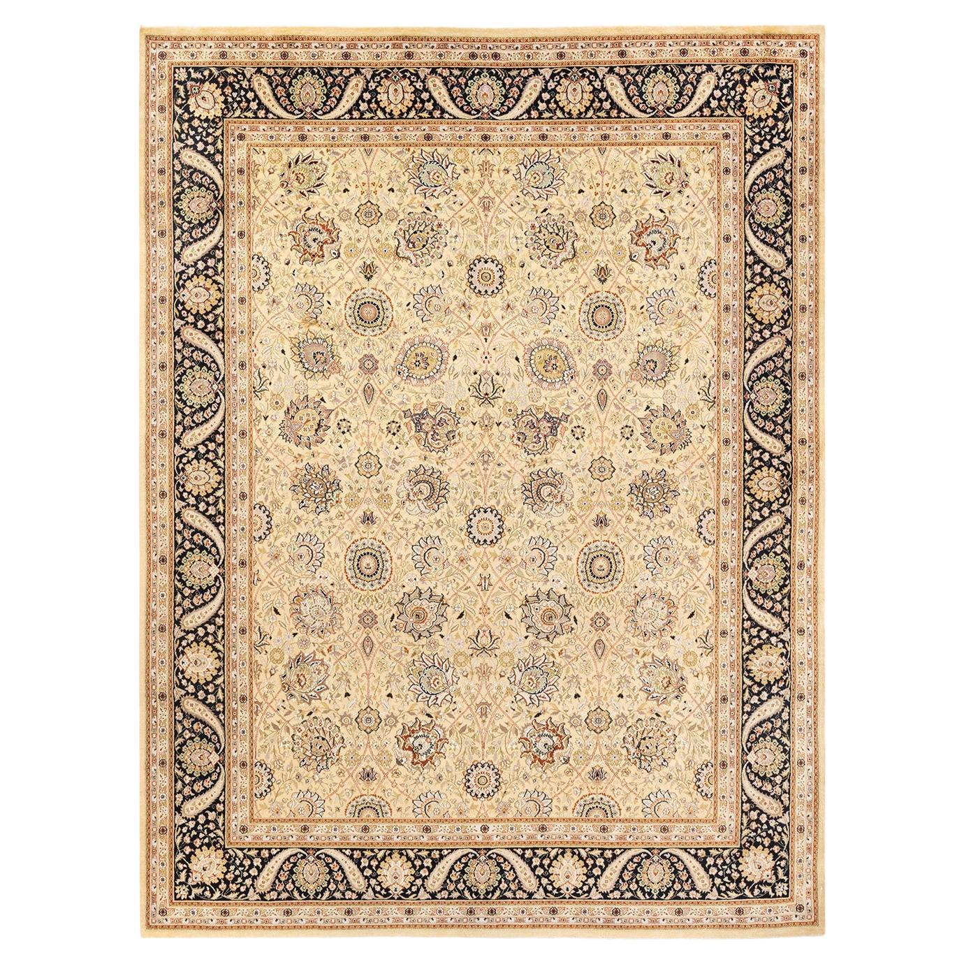 One-of-a-Kind Hand Knotted Oriental Mogul Beige Area Rug For Sale