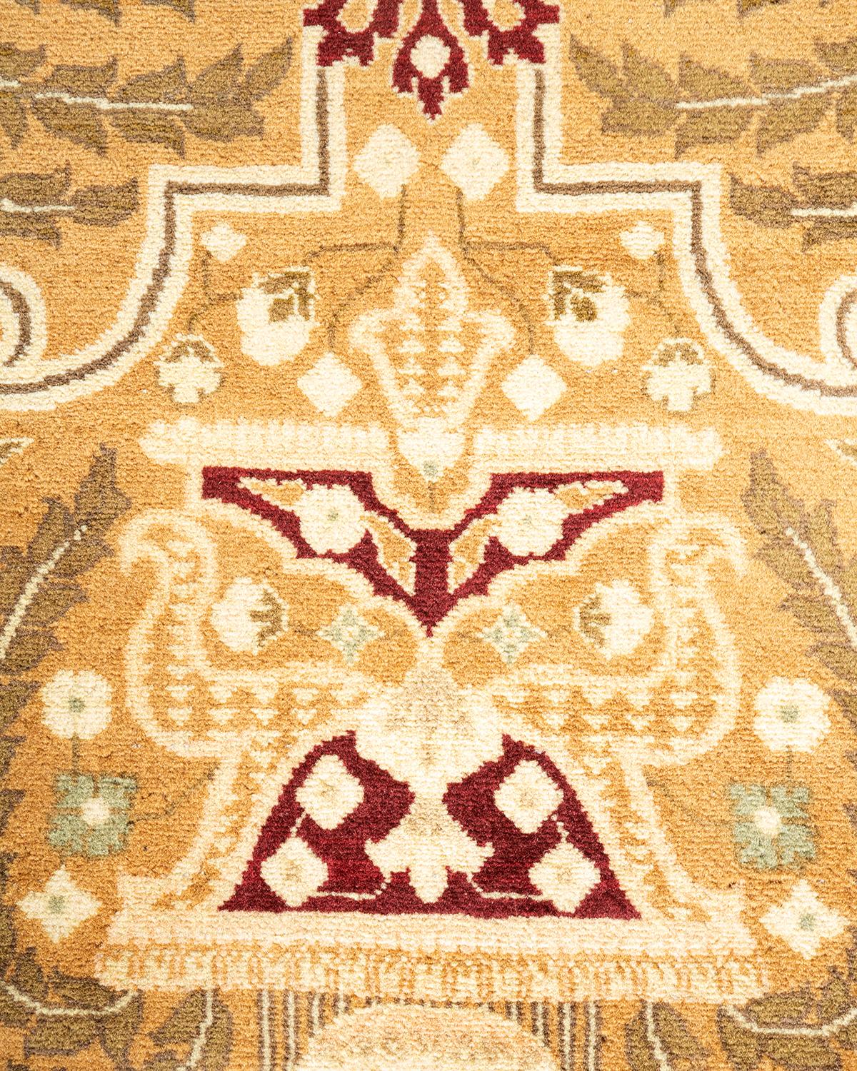 Pakistani One-Of-A-Kind Hand Knotted Oriental Mogul Beige Area Rug For Sale