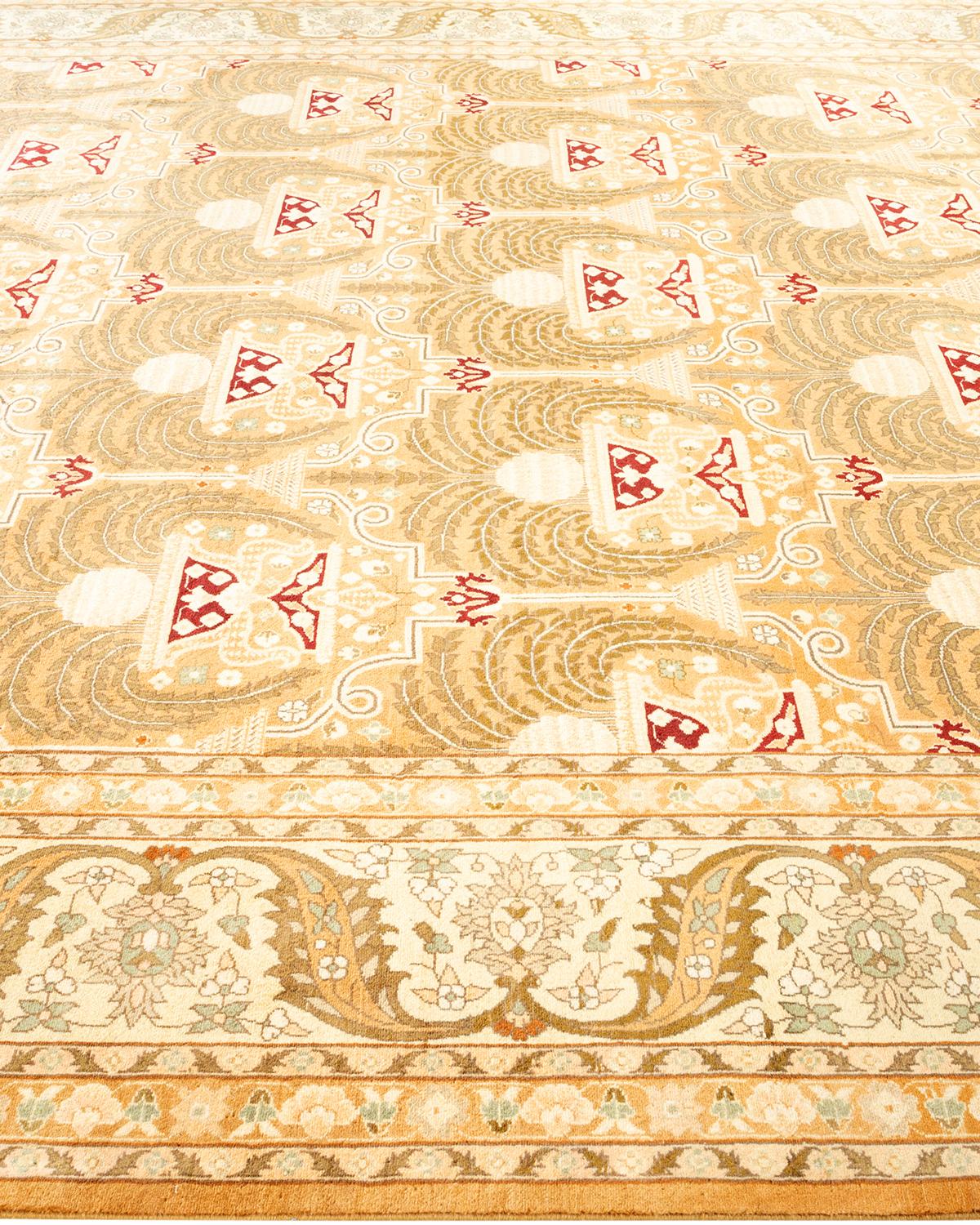 One-Of-A-Kind Hand Knotted Oriental Mogul Beige Area Rug In New Condition For Sale In Norwalk, CT