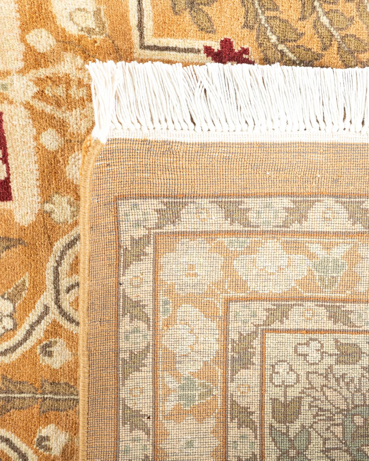 Contemporary One-Of-A-Kind Hand Knotted Oriental Mogul Beige Area Rug For Sale