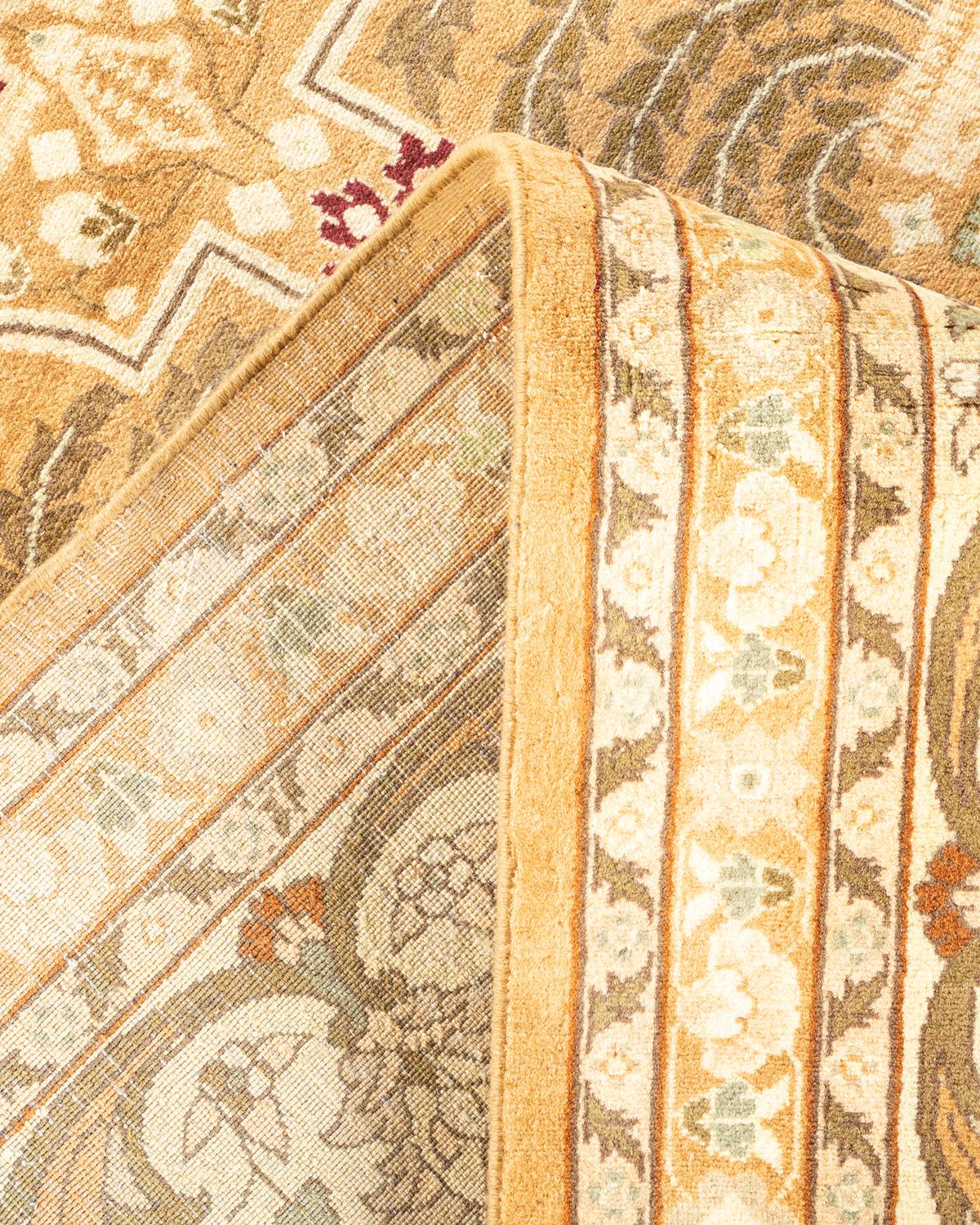 Wool One-Of-A-Kind Hand Knotted Oriental Mogul Beige Area Rug For Sale
