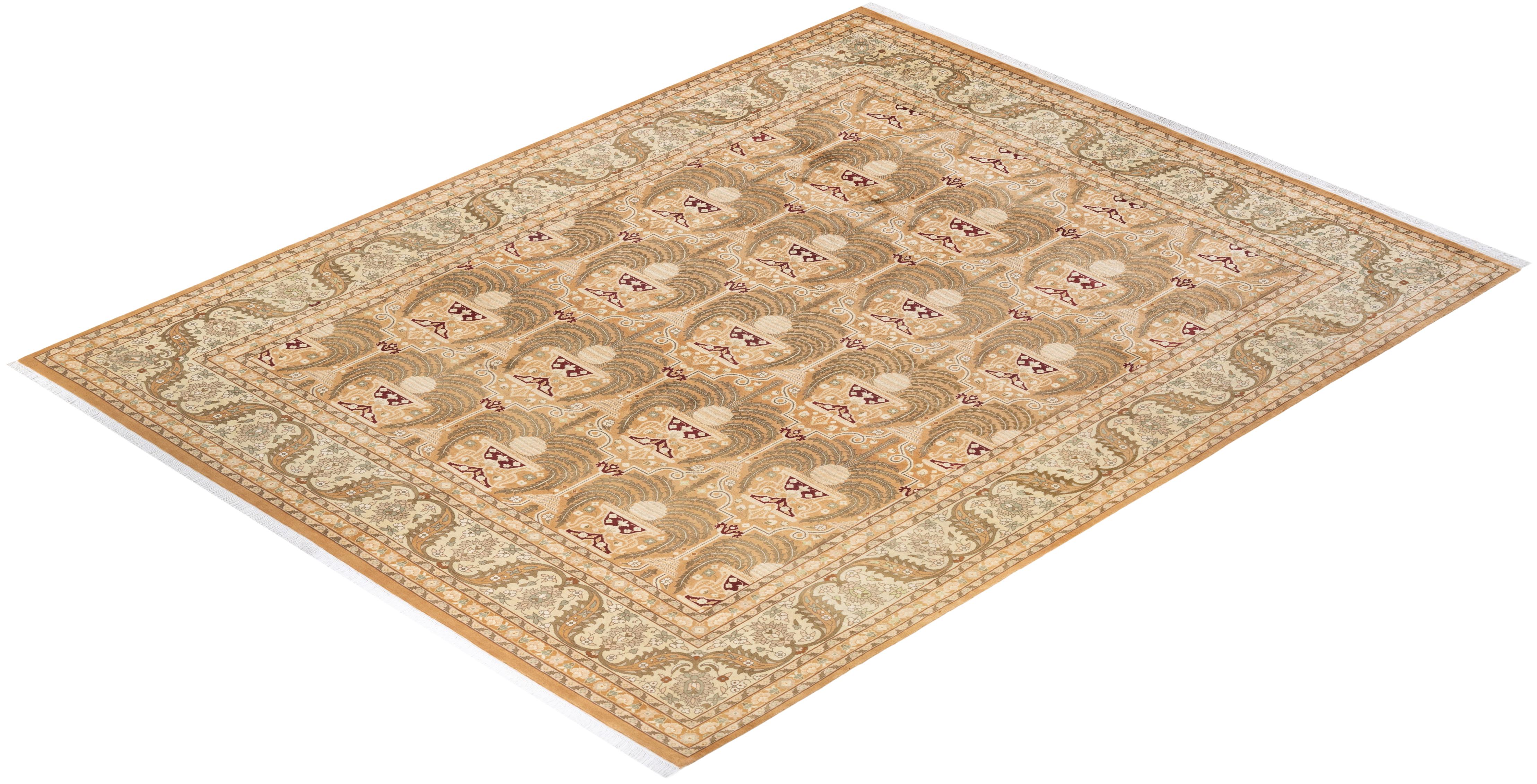 One-Of-A-Kind Hand Knotted Oriental Mogul Beige Area Rug For Sale 2