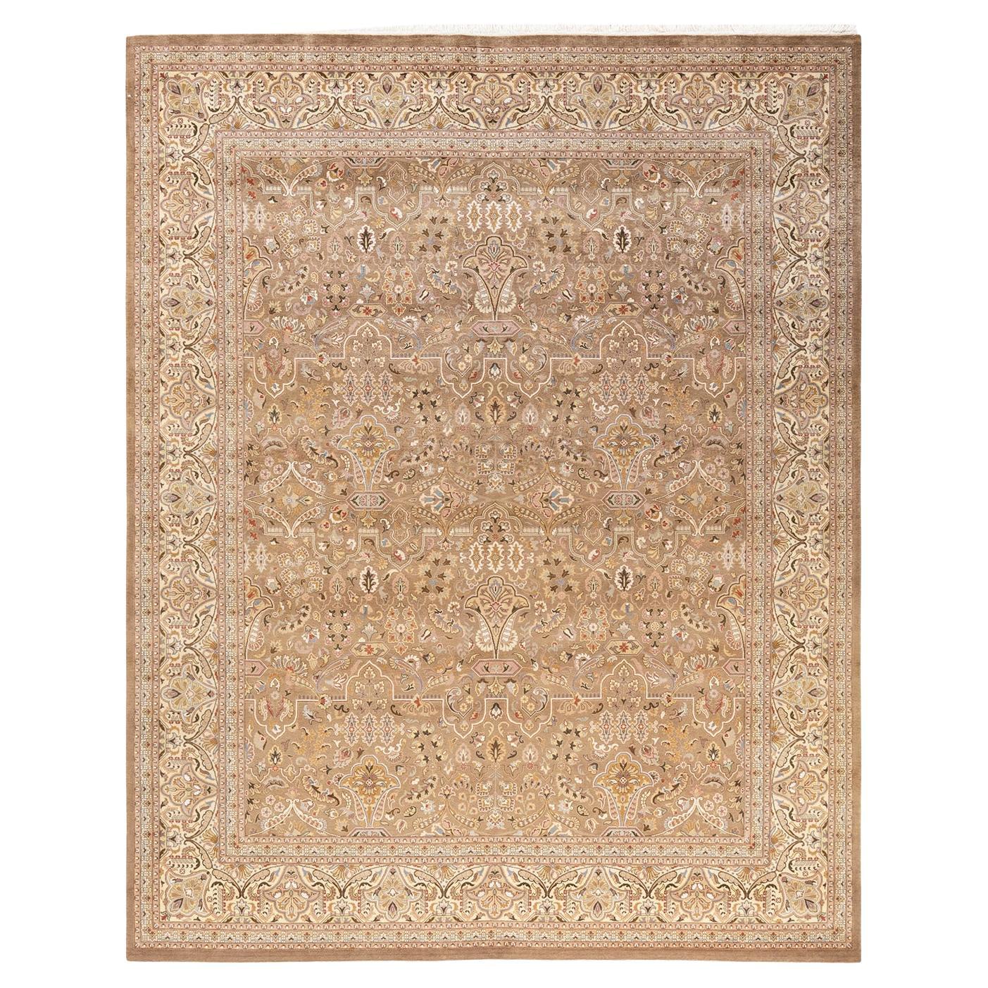 Handgeknüpfter orientalischer Mogul-Teppich in Beige, 8' 3" x 10' 4" in Beige, Unikat