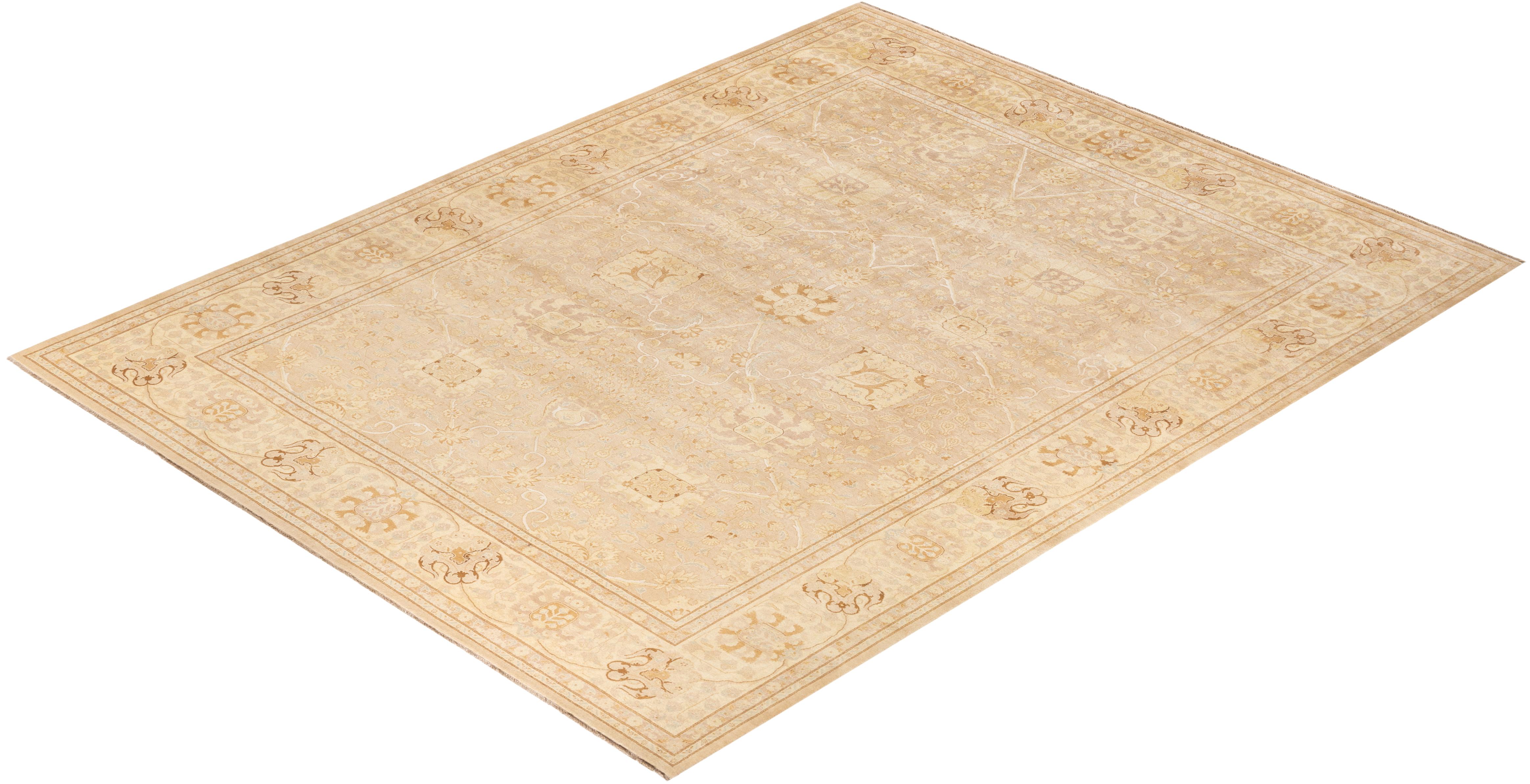 Tapis Oriental Mogul beige noué à la main, unique en son genre en vente 2