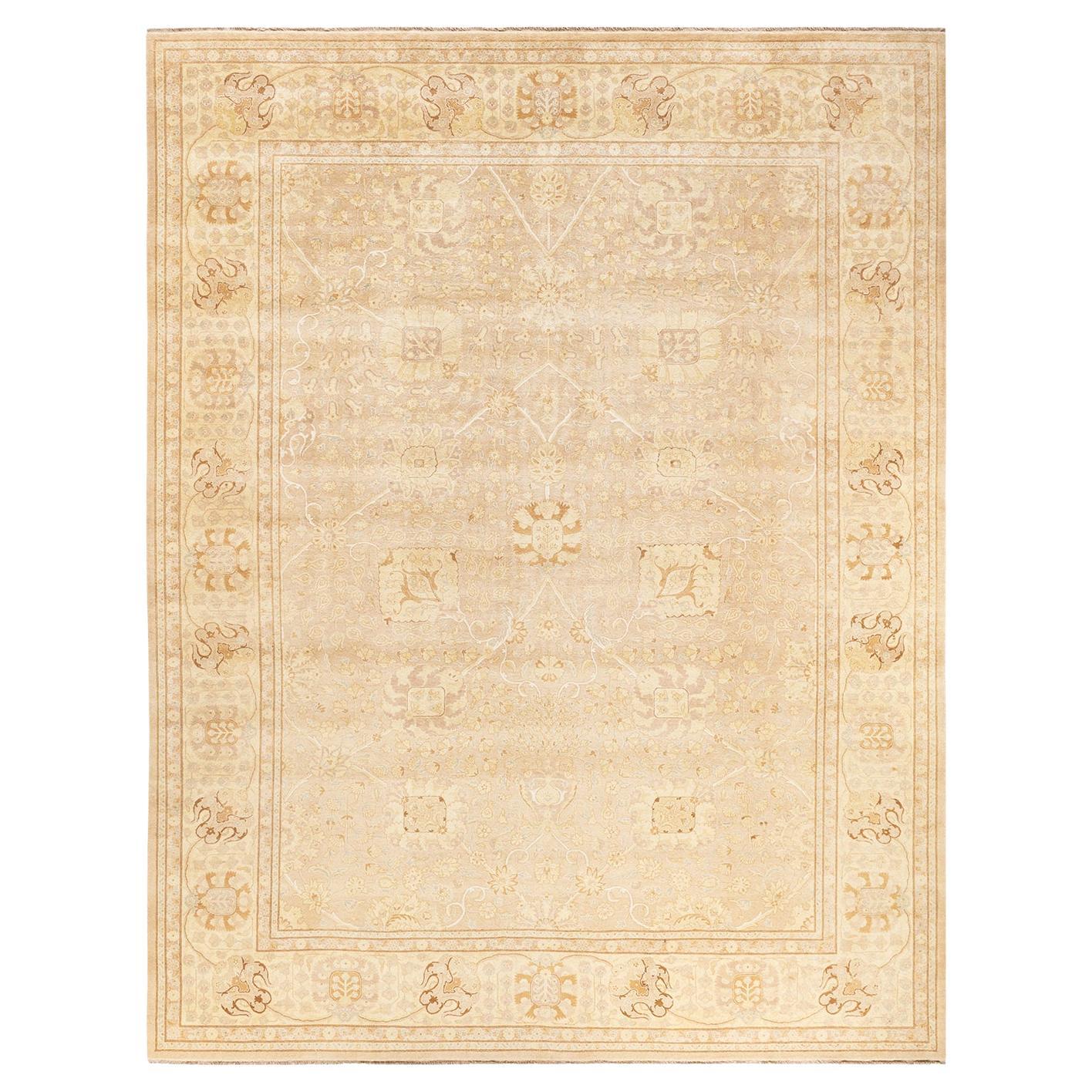 One-of-a-kind Hand Knotted Oriental Mogul Beige Area Rug For Sale