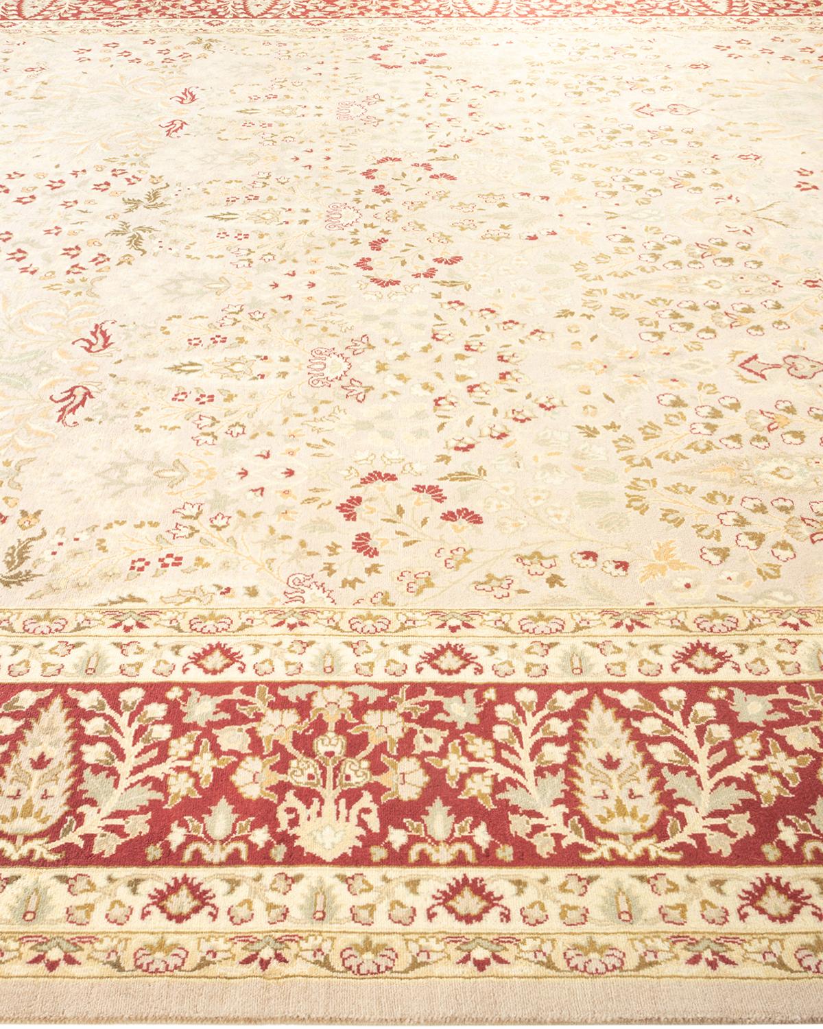 One-Of-A-Kind Hand Knotted Oriental Mogul Beige Area Rug In New Condition For Sale In Norwalk, CT