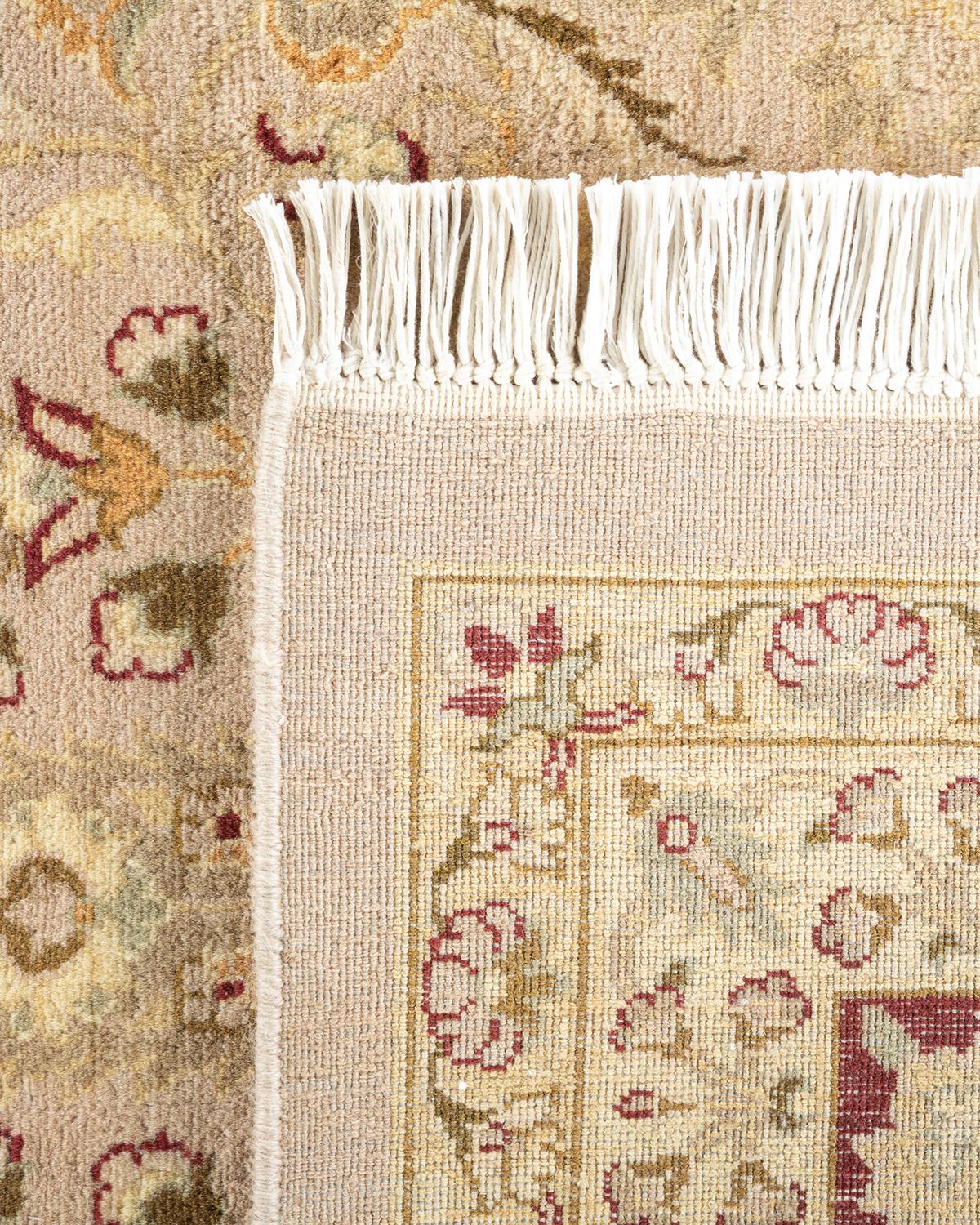 Contemporary One-Of-A-Kind Hand Knotted Oriental Mogul Beige Area Rug For Sale