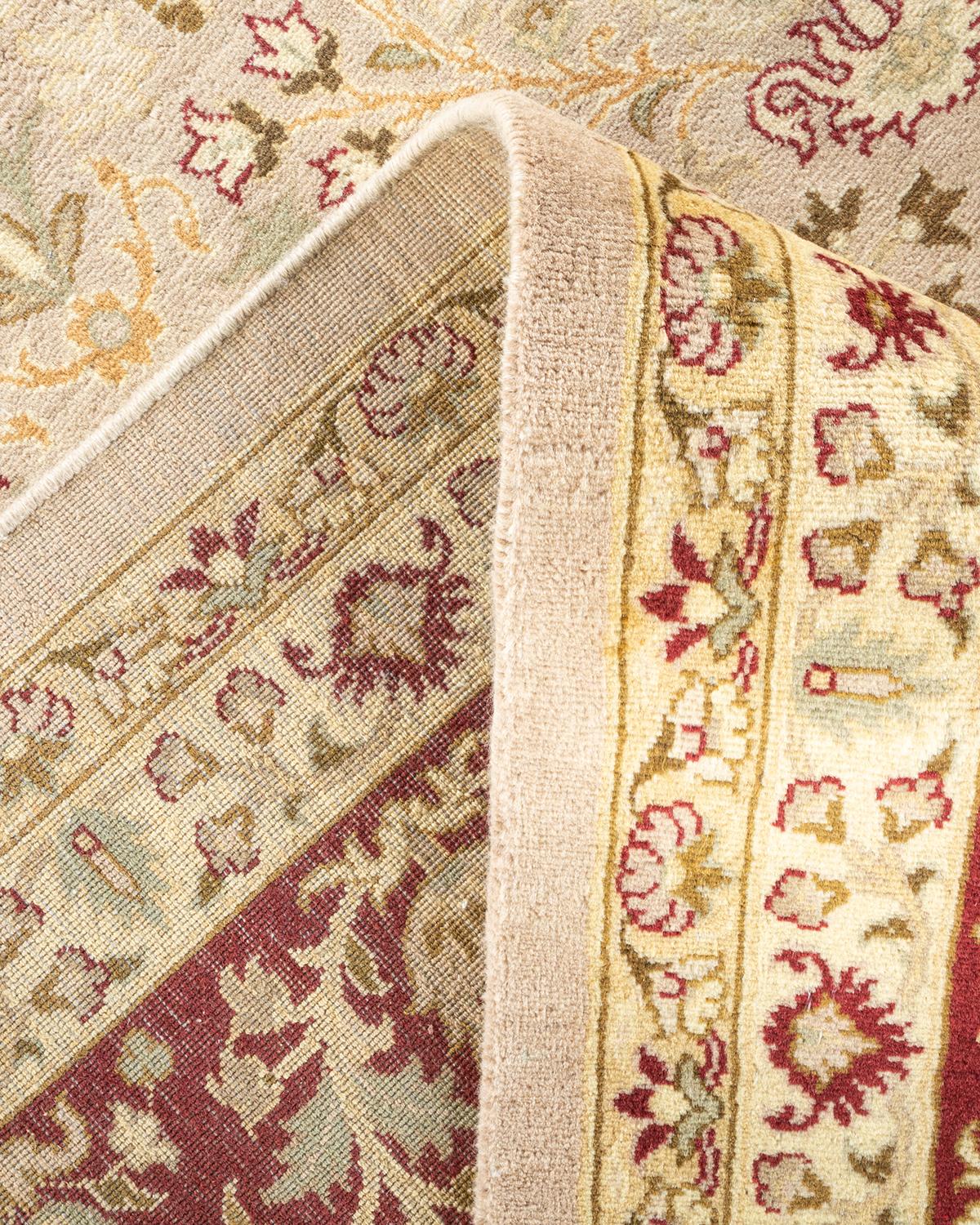 Wool One-Of-A-Kind Hand Knotted Oriental Mogul Beige Area Rug For Sale