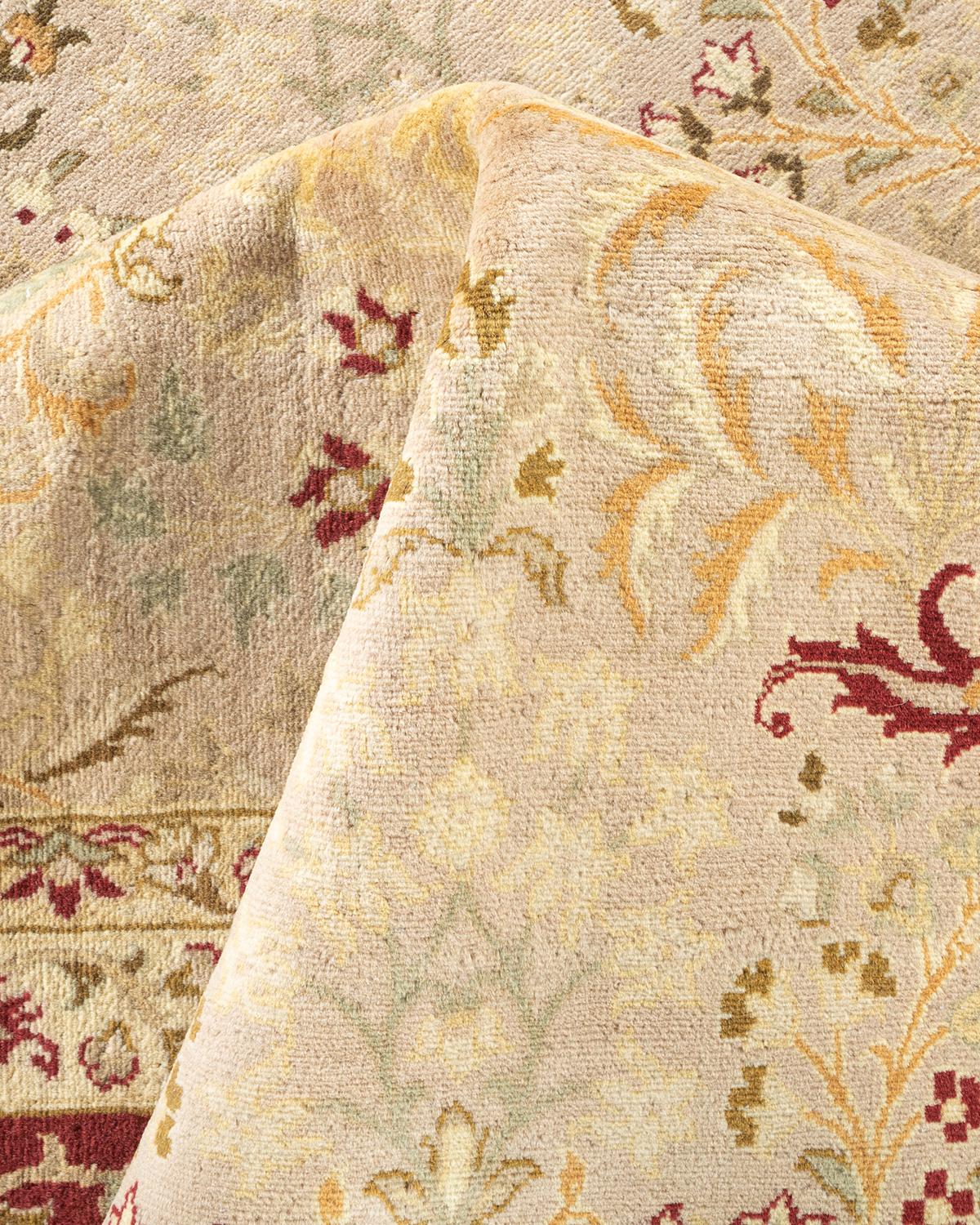 One-Of-A-Kind Hand Knotted Oriental Mogul Beige Area Rug For Sale 1