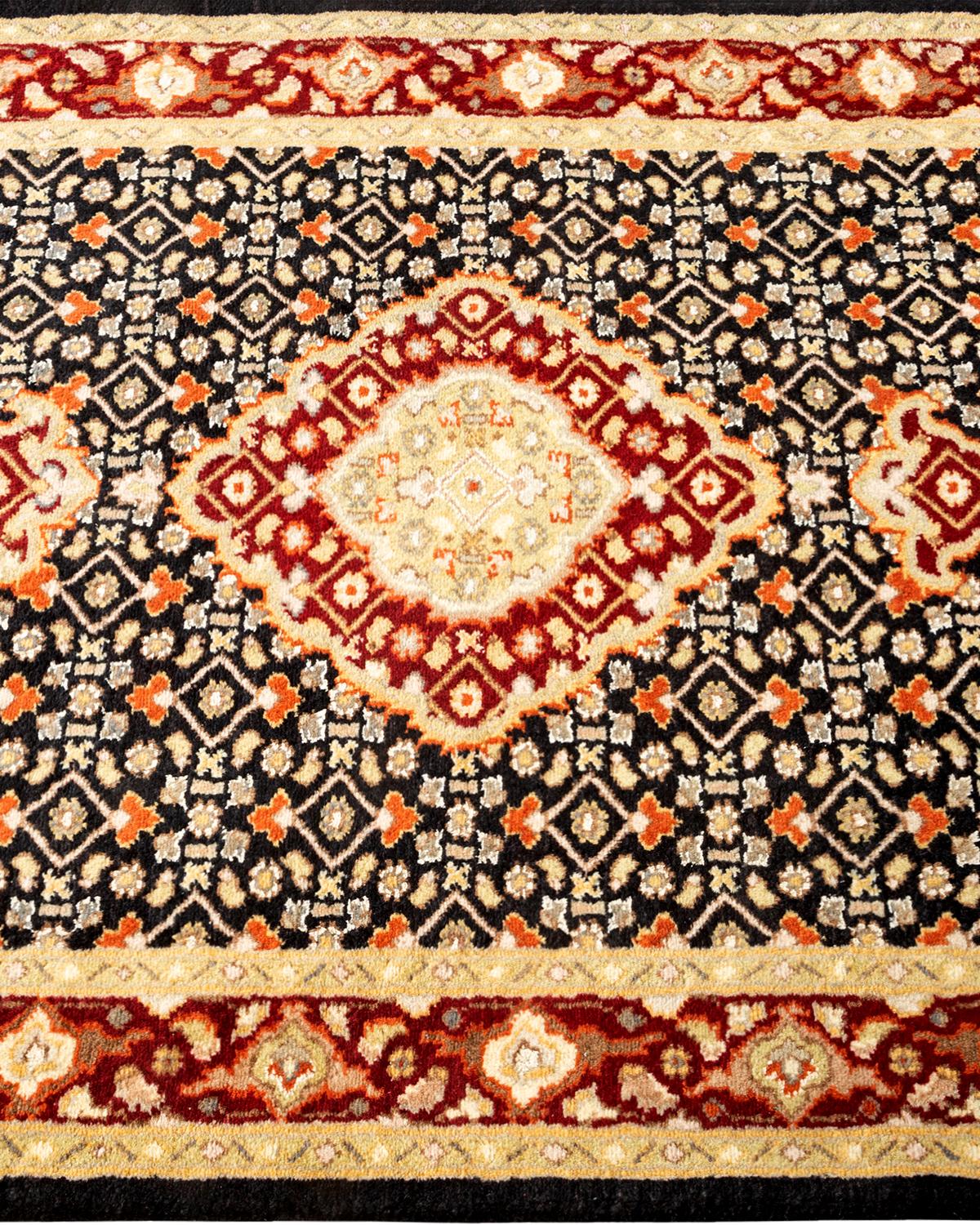 Handgeknüpfter, schwarzer Oriental Mogul-Teppich, Unikat im Zustand „Neu“ im Angebot in Norwalk, CT
