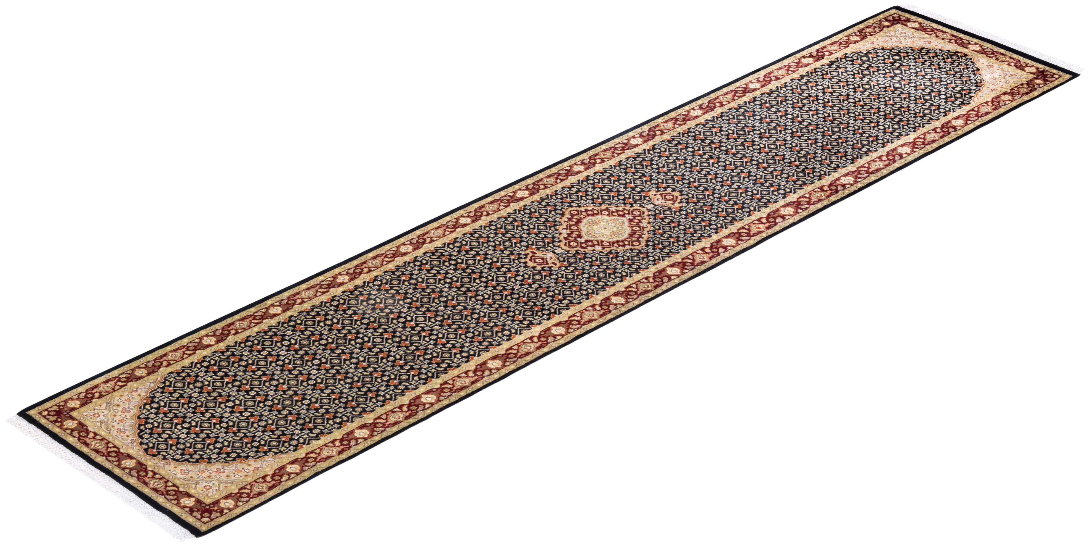 Handgeknüpfter, schwarzer Oriental Mogul-Teppich, Unikat im Angebot 2