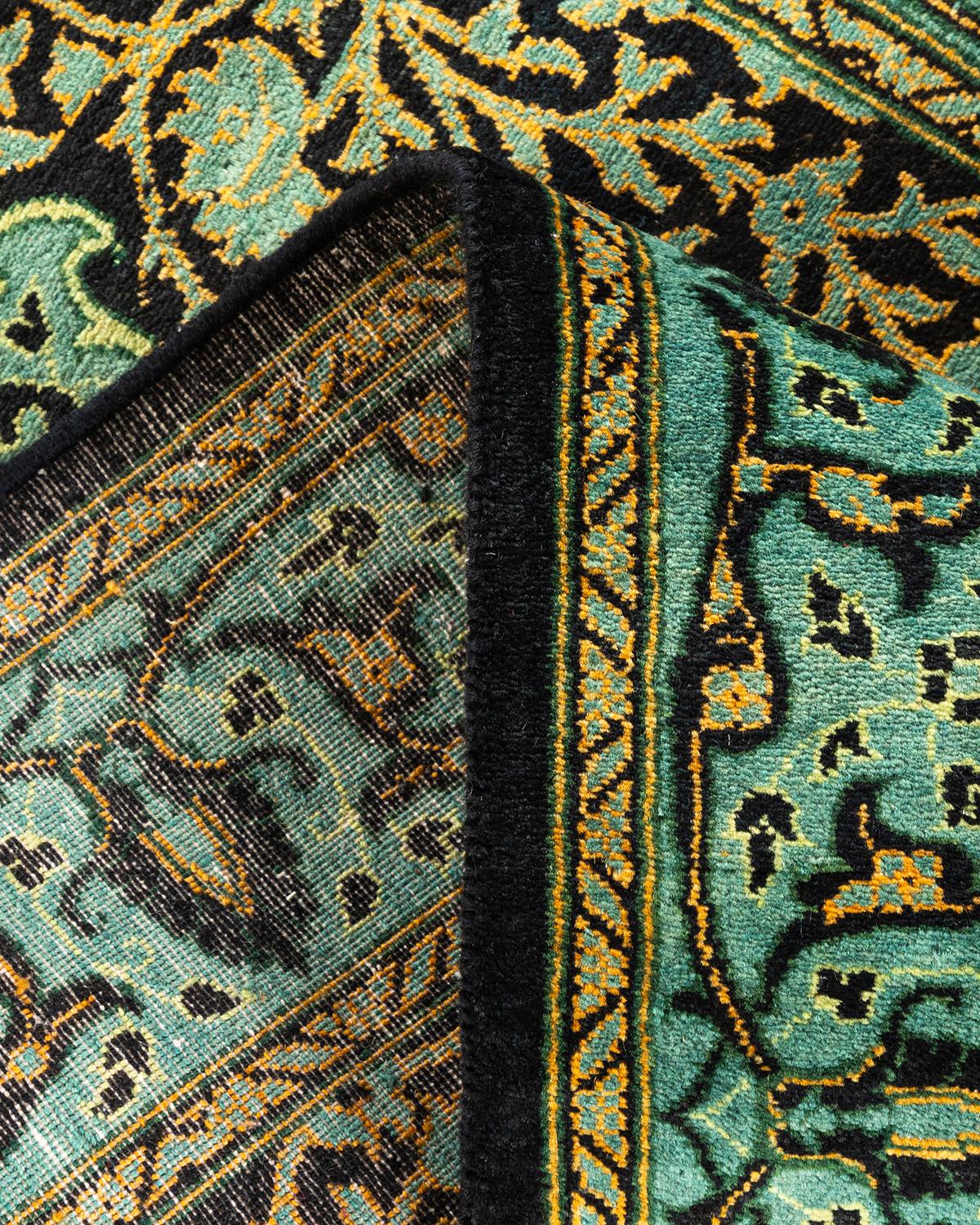 Handgeknüpfter, schwarzer Oriental Mogul-Teppich, Unikat (Wolle) im Angebot