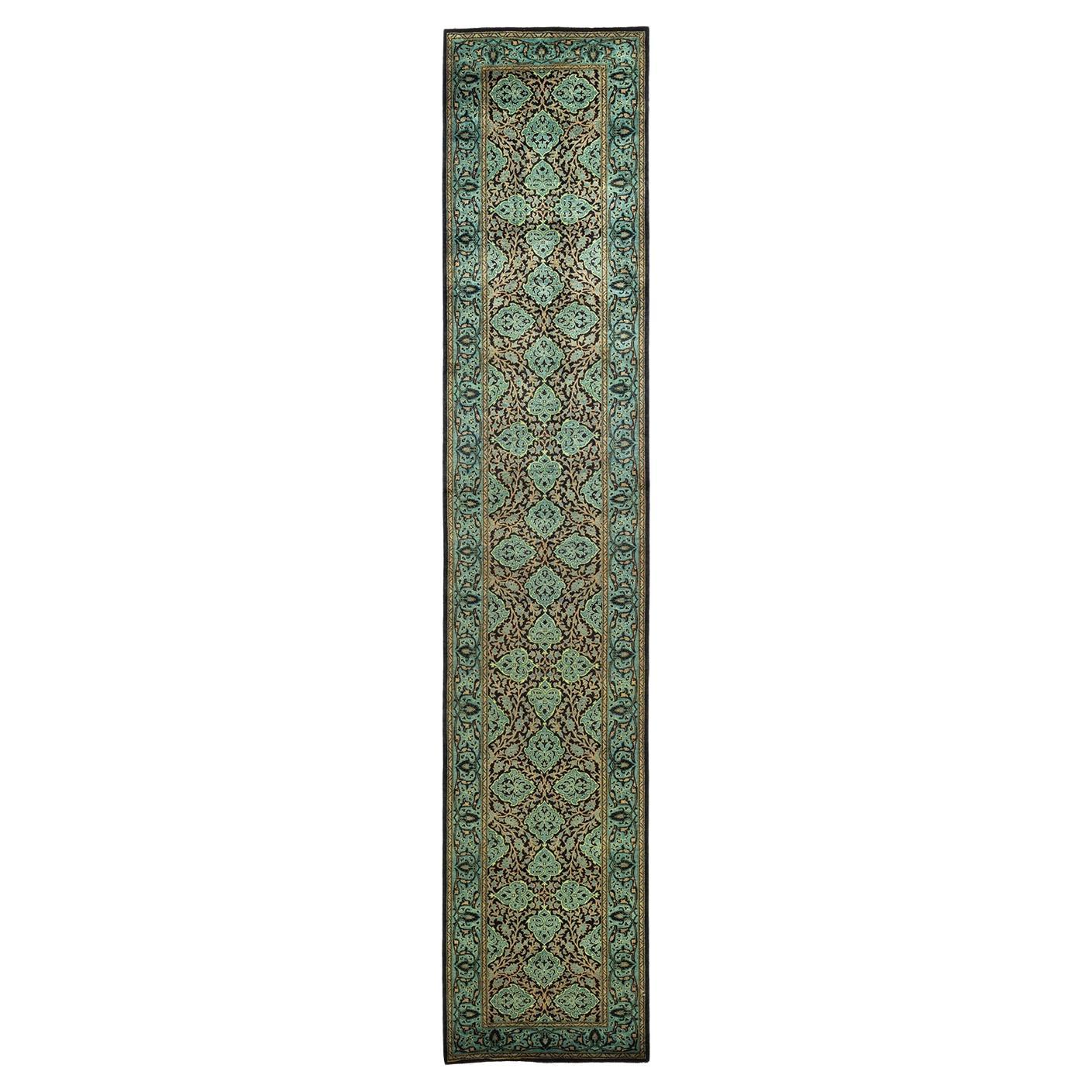 Handgeknüpfter, schwarzer Oriental Mogul-Teppich, Unikat