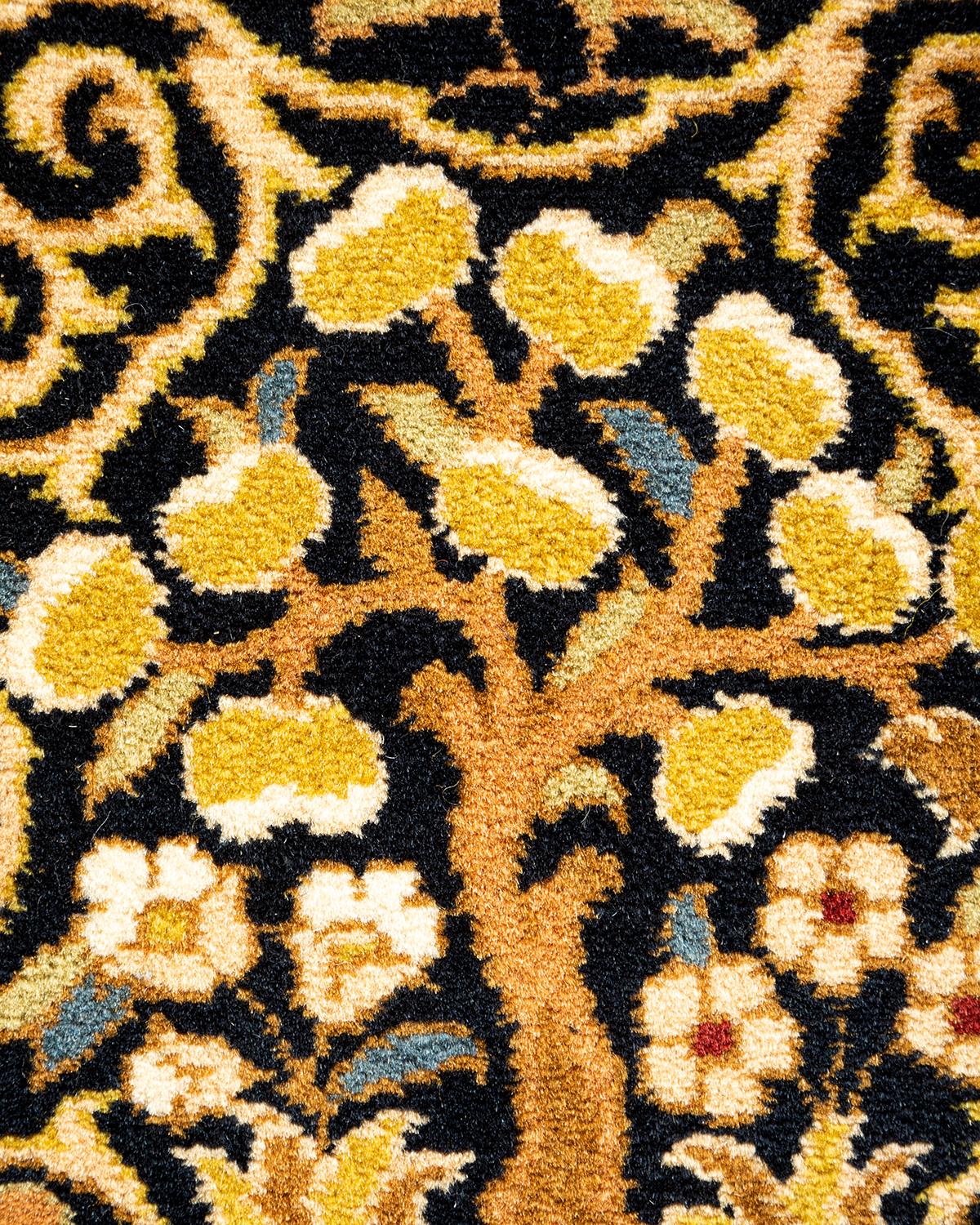 Pakistani One-of-a-kind Hand Knotted Oriental Mogul Black Area Rug For Sale