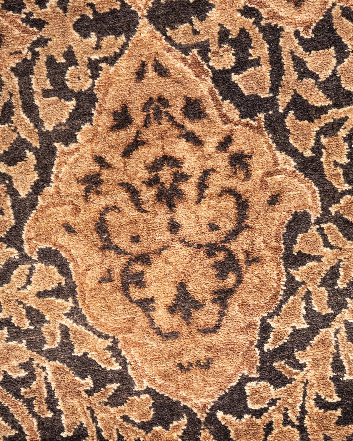 Handgeknüpfter, schwarzer Oriental Mogul-Teppich, Unikat (Pakistanisch) im Angebot