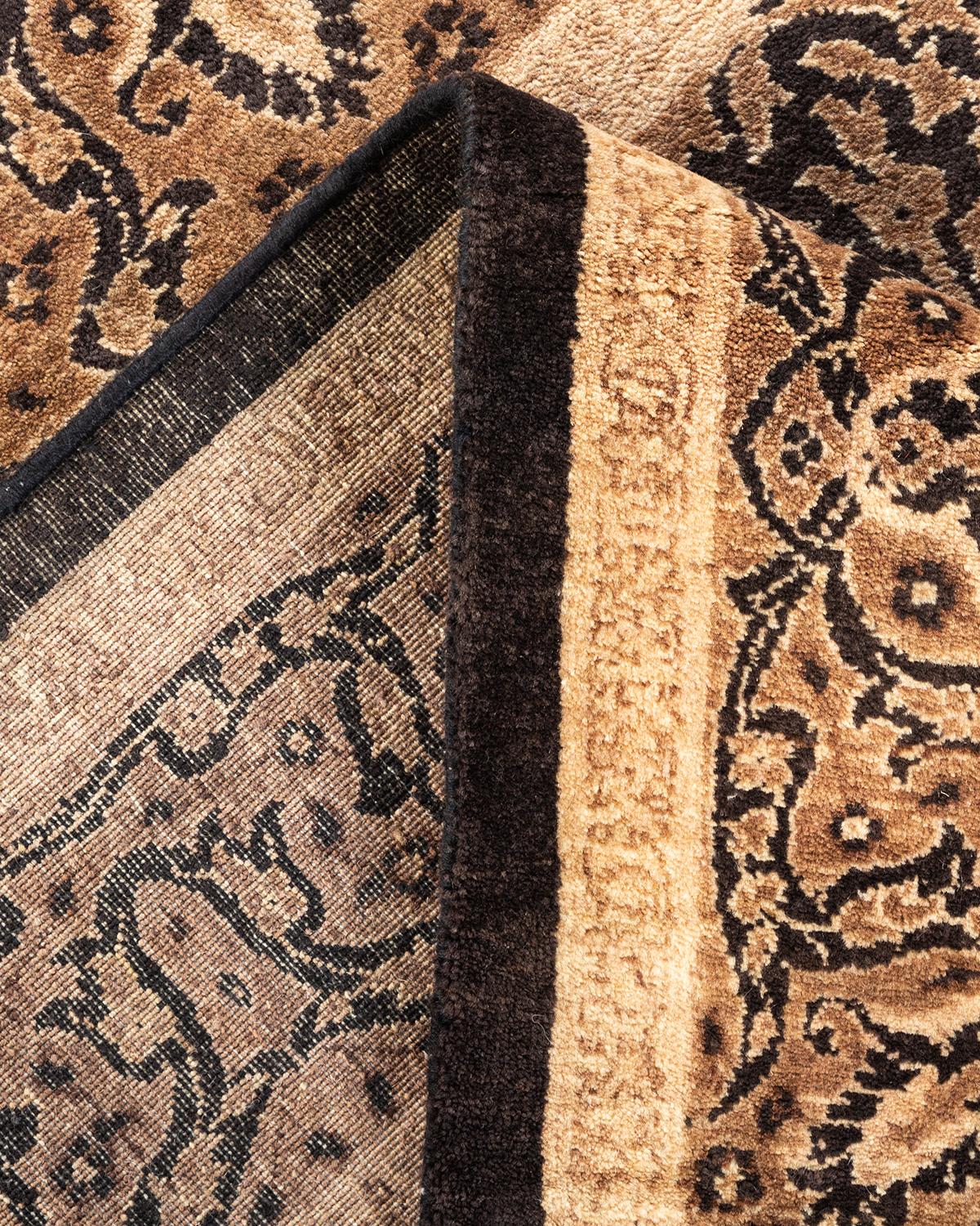 Handgeknüpfter, schwarzer Oriental Mogul-Teppich, Unikat (Wolle) im Angebot