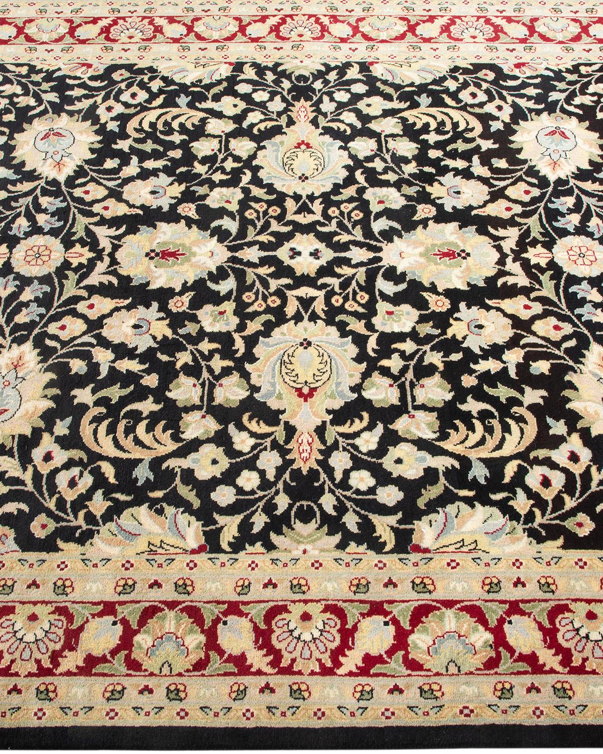 One-of-a-kind Hand Knotted Oriental Mogul Black Area Rug In New Condition For Sale In Norwalk, CT