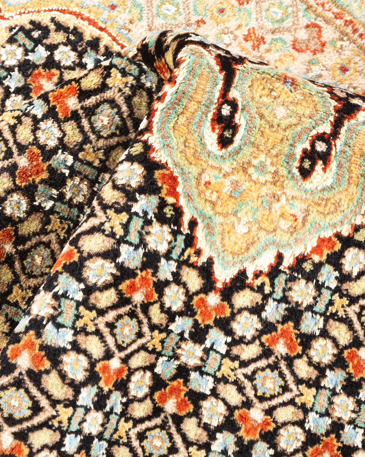 Tapis Oriental Mogul noir noué à la main, unique en son genre, d'une taille unique, de 1,80 m x 1,27 m en vente 1