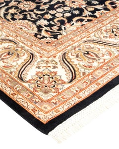 One-Of-A-Kind Hand Knotted Oriental Mogul Black Area Rug 5' 10" x 10' 3"