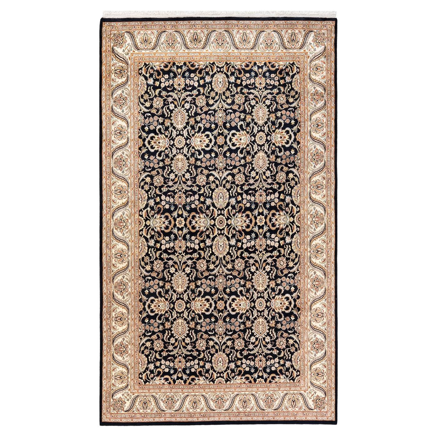 One-Of-A-Kind Hand Knotted Oriental Mogul Black Area Rug 5' 10" x 10' 3" For Sale